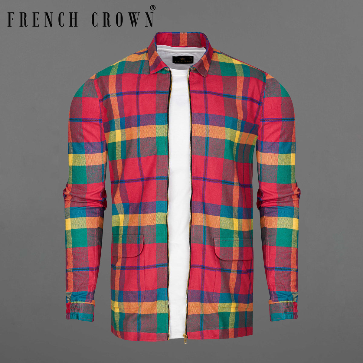 Radical Pink Casual Checks-Plaid Premium Cotton Shackets / Overshirt ...