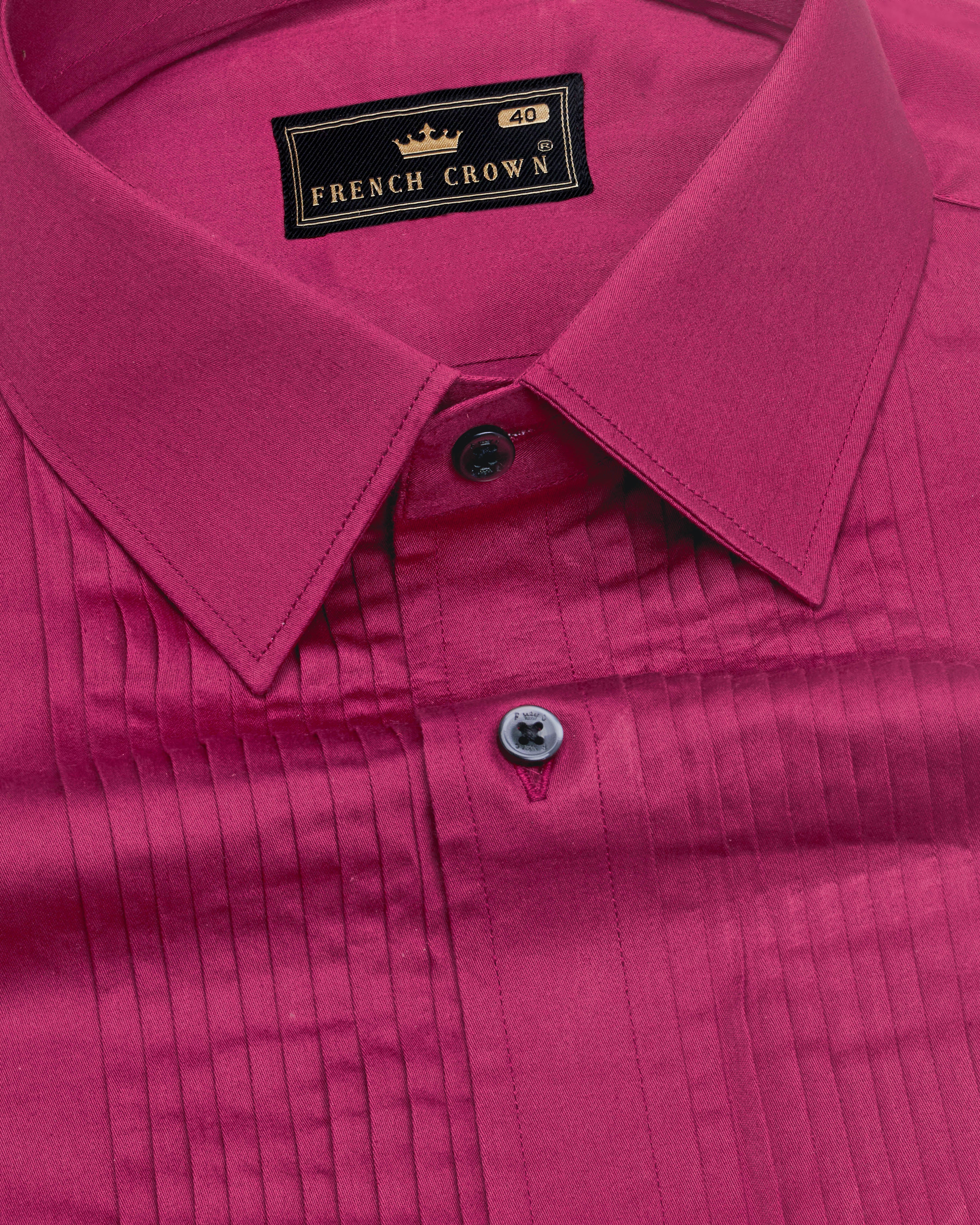 rouge pink snake pleated Formal/Casual Plain-Solid Premium Cotton