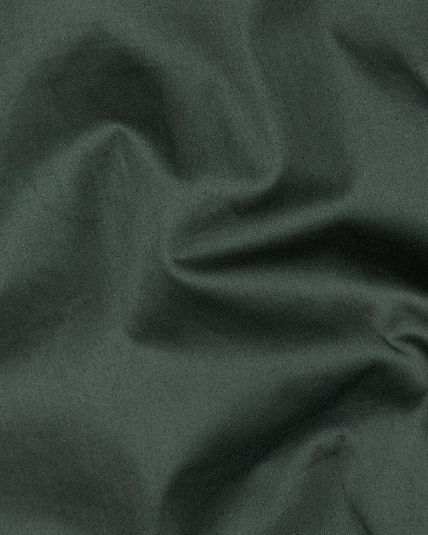 Timber Green Subtle Sheen Snake Pleated Super Soft Premium Cotton Tuxedo Shirt