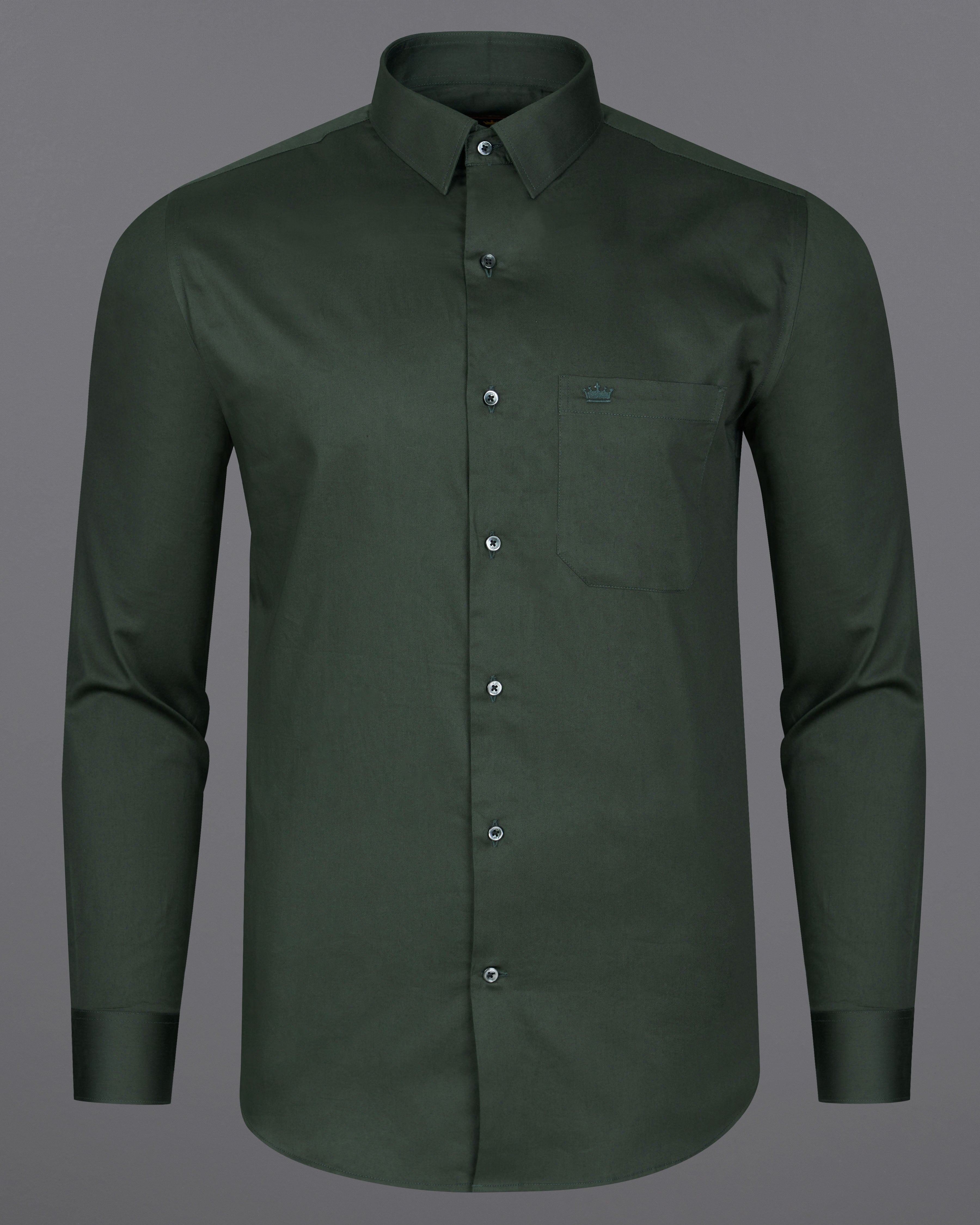 Timber Green Subtle Sheen Super Soft Premium Cotton Shirt