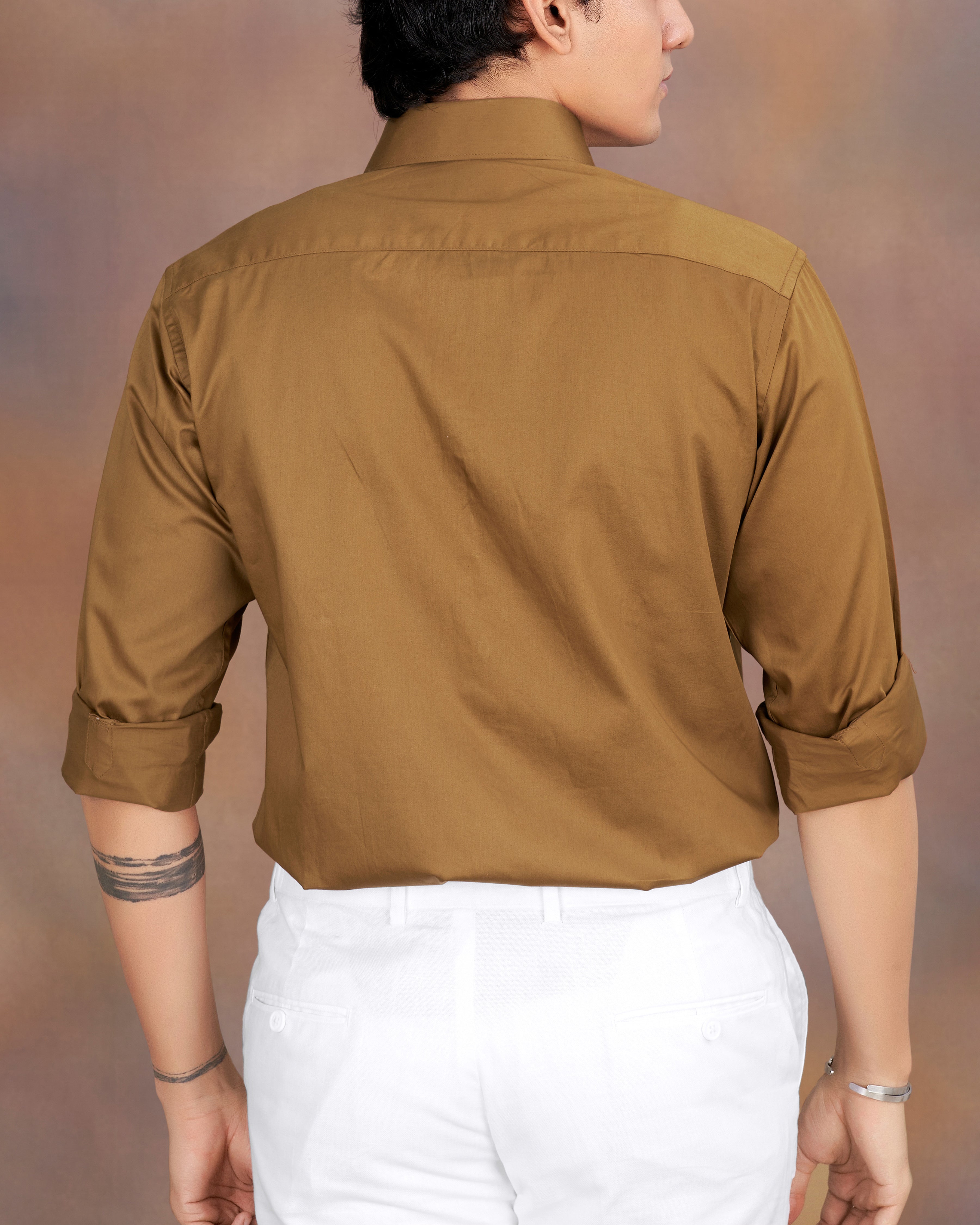 Nutmeg Brown Subtle Sheen Super Soft Premium Cotton Shirt