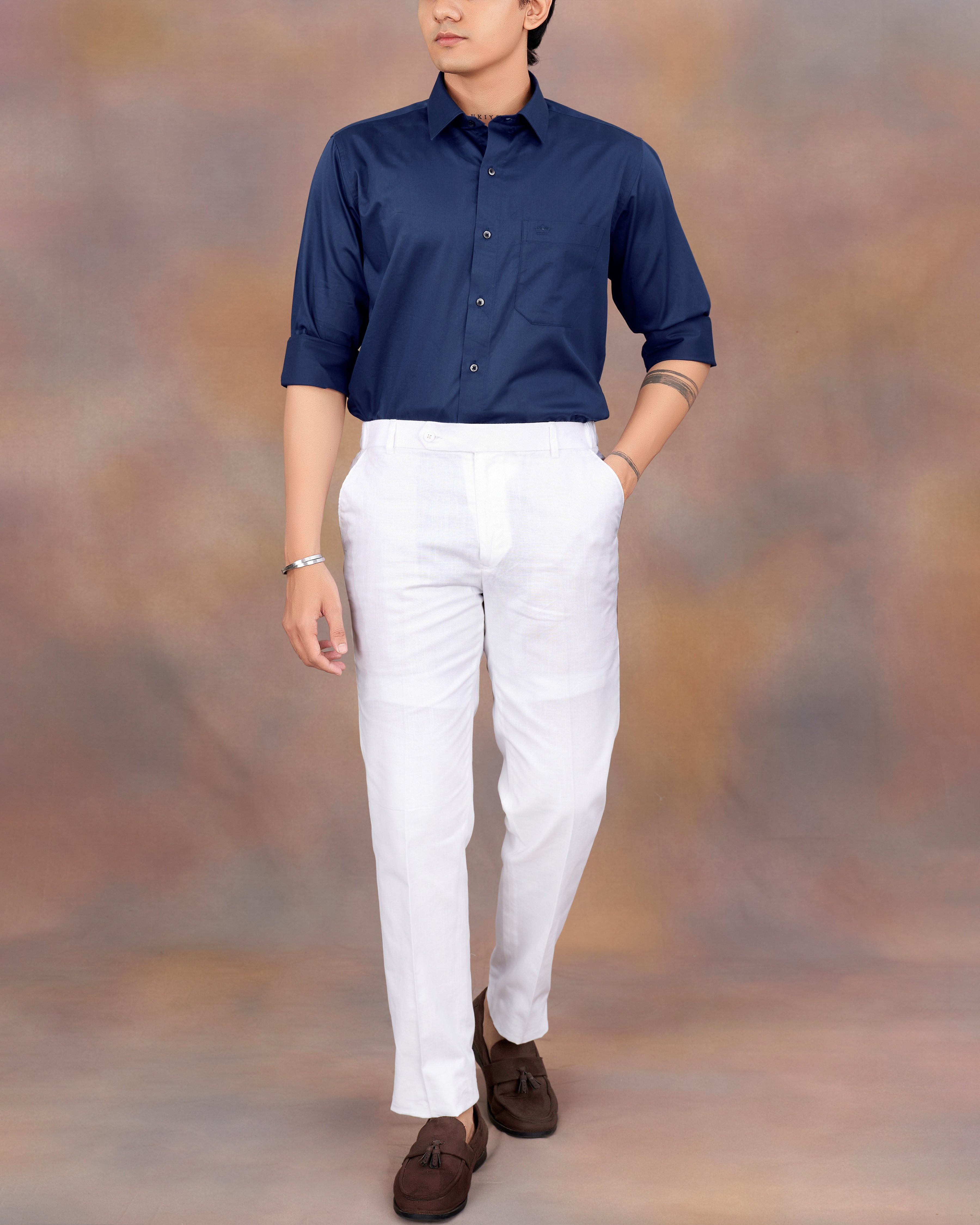 Cloud Burst Blue Formal/Casual Plain-Solid Premium Cotton Shirt