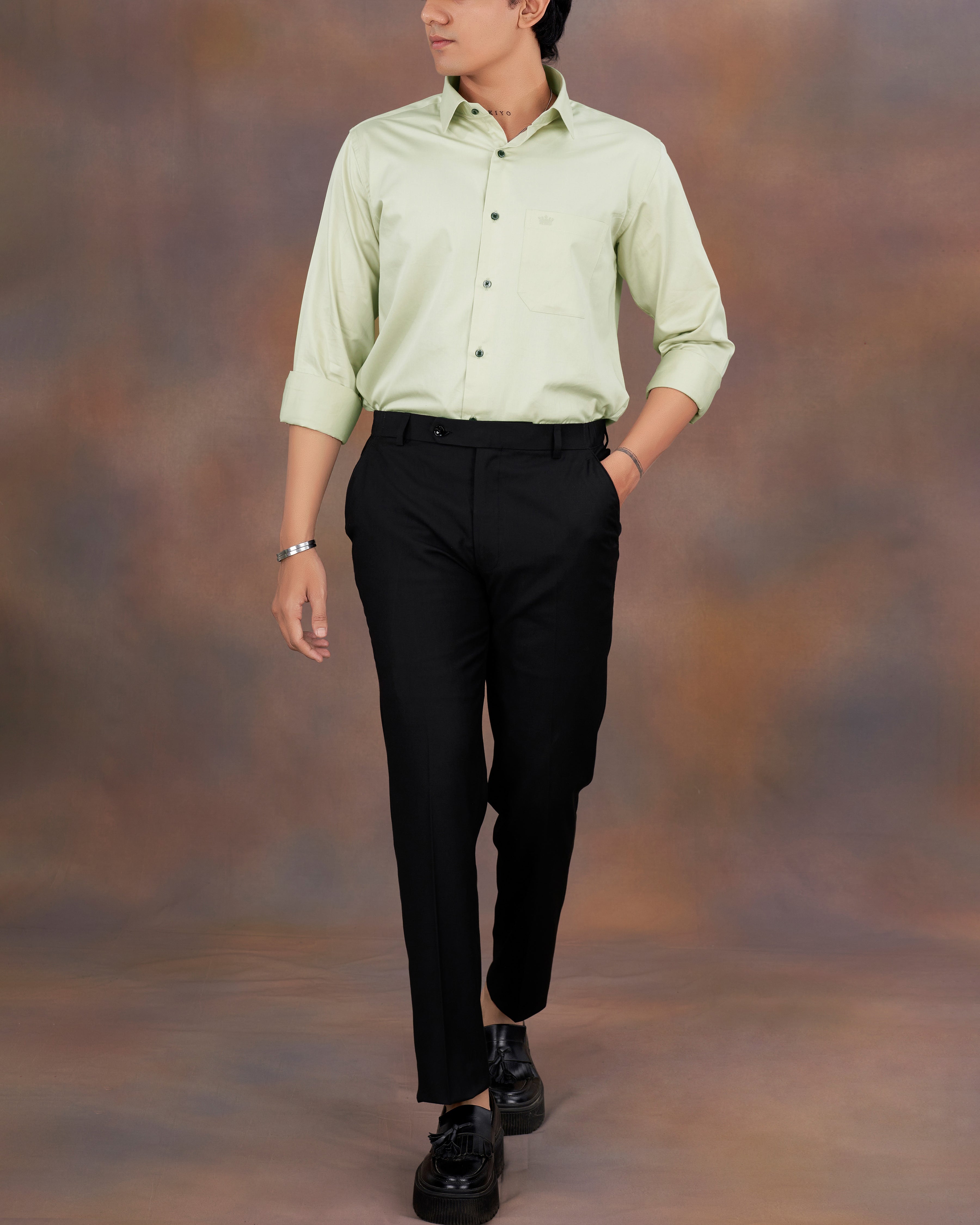 Coriander Green Subtle Sheen Super Soft Premium Cotton Shirt