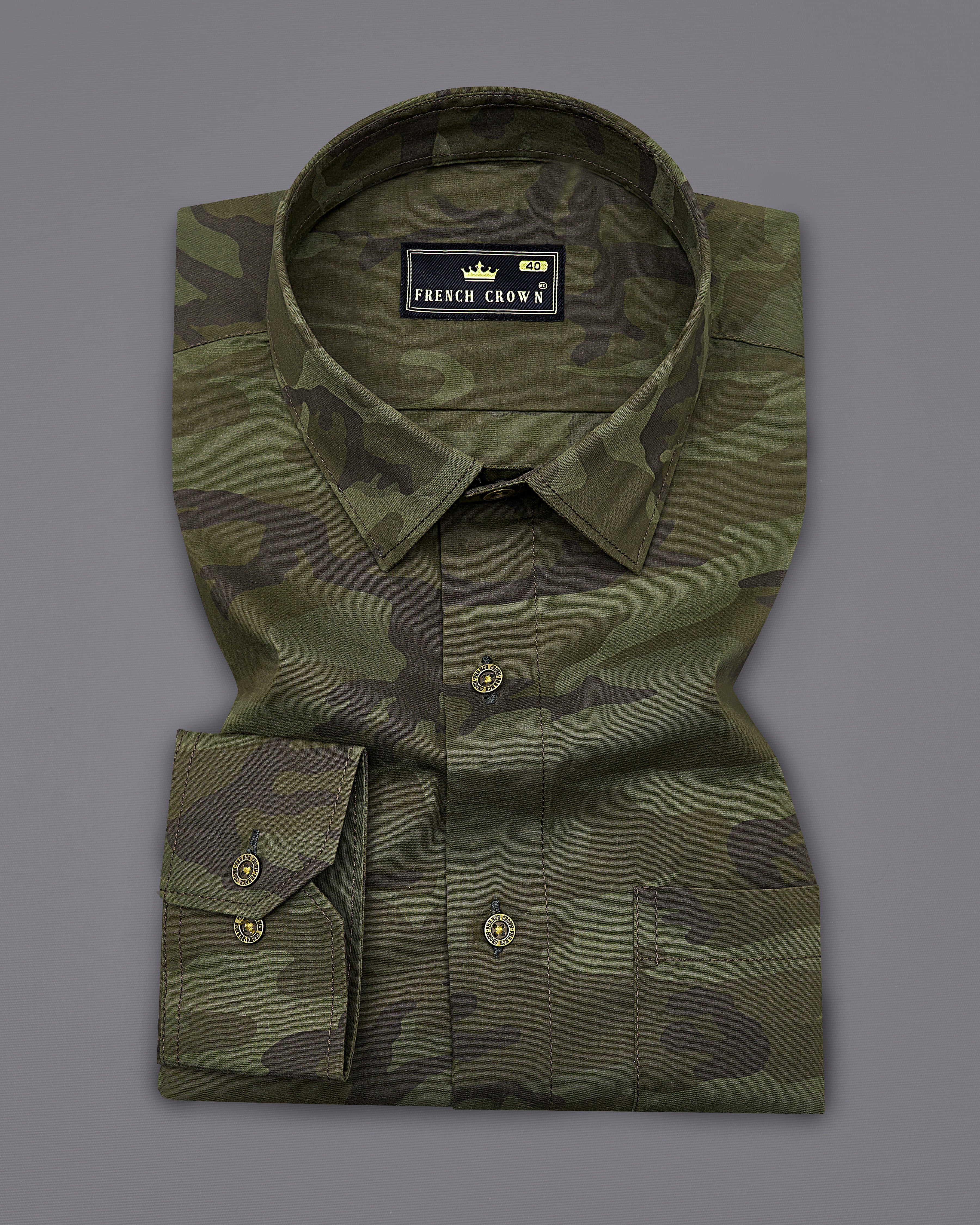 Taupe Green with Finch Green Camouflage Printed Royal Oxford Shirt 8893-MB-38, 8893-MB-H-38,  8893-MB-39,  8893-MB-H-39,  8893-MB-40,  8893-MB-H-40,  8893-MB-42,  8893-MB-H-42,  8893-MB-44,  8893-MB-H-44,  8893-MB-46,  8893-MB-H-46,  8893-MB-48,  8893-MB-H-48,  8893-MB-50,  8893-MB-H-50,  8893-MB-52,  8893-MB-H-52