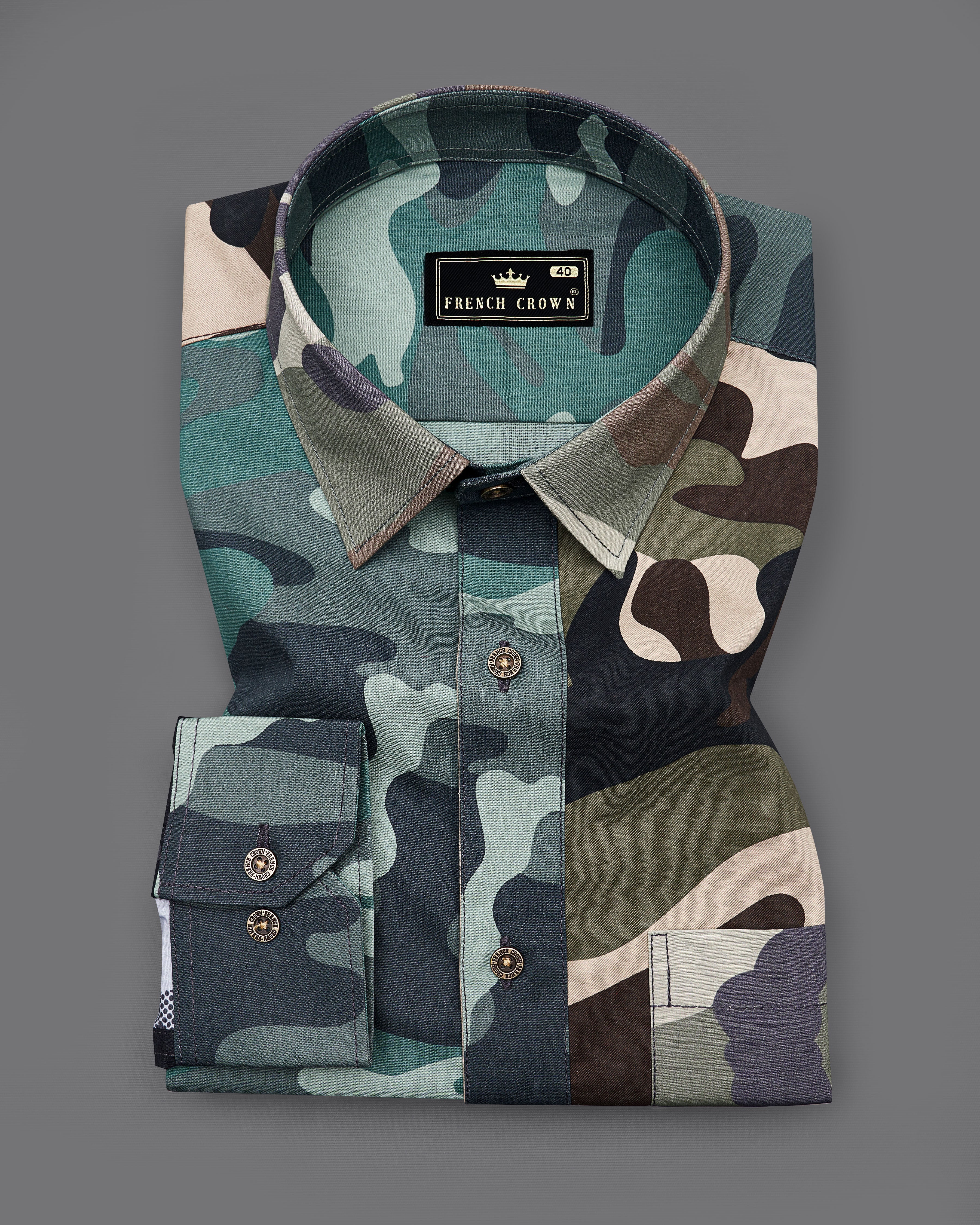 Casal Green with Gunmetal Blue Multicolour Camouflage Military Printed Royal Oxford Designer Shirt 8907-MB-P331-38, 8907-MB-P331-H-38,  8907-MB-P331-39,  8907-MB-P331-H-39,  8907-MB-P331-40,  8907-MB-P331-H-40,  8907-MB-P331-42,  8907-MB-P331-H-42,  8907-MB-P331-44,  8907-MB-P331-H-44,  8907-MB-P331-46,  8907-MB-P331-H-46,  8907-MB-P331-48,  8907-MB-P331-H-48,  8907-MB-P331-50,  8907-MB-P331-H-50,  8907-MB-P331-52,  8907-MB-P331-H-52