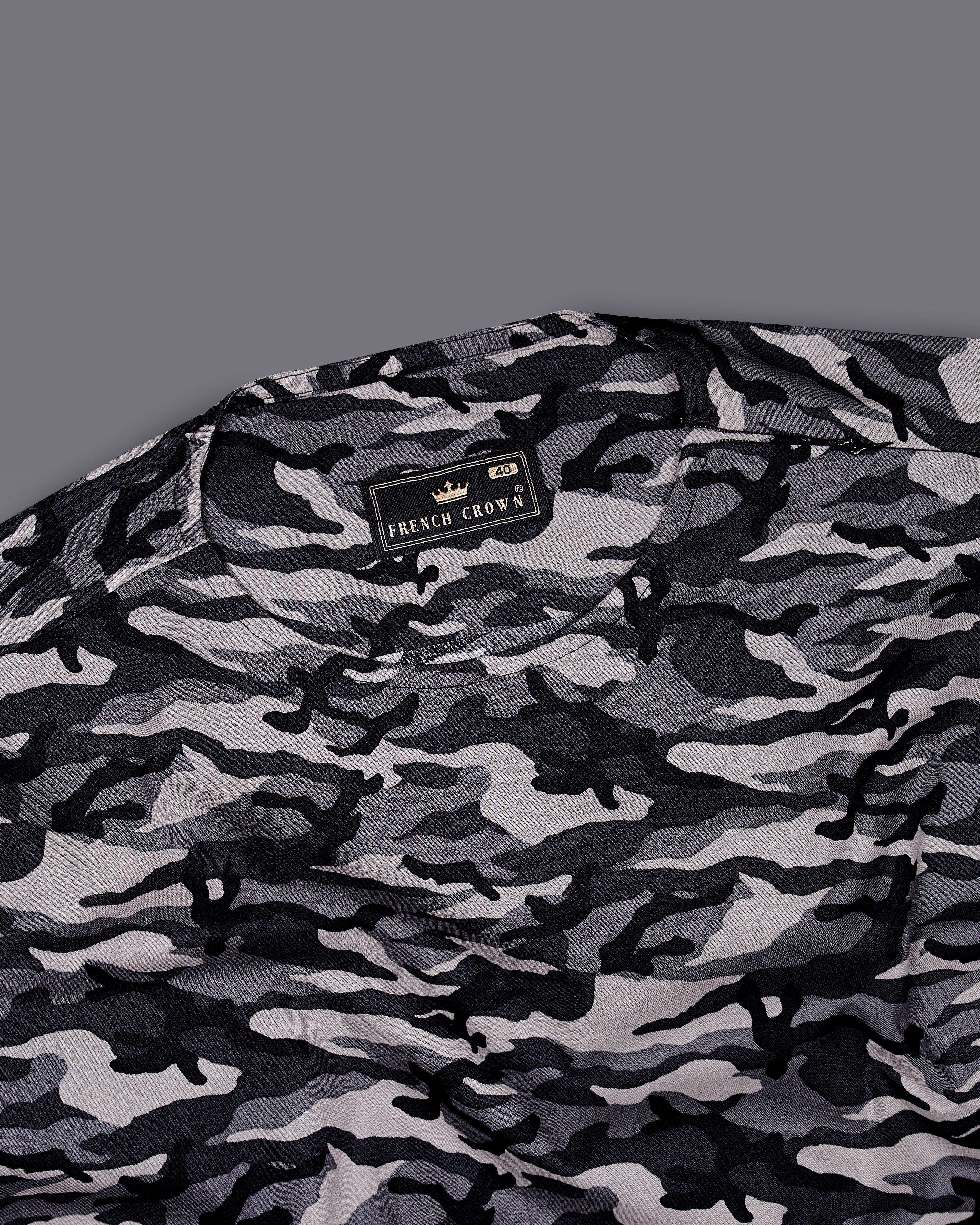 Half Camouflage Printed and Half-Black Royal Oxford Designer Bush Shirt 8912-WOC-P339-38, 8912-WOC-P339-H-38,  8912-WOC-P339-39,  8912-WOC-P339-H-39,  8912-WOC-P339-40,  8912-WOC-P339-H-40,  8912-WOC-P339-42,  8912-WOC-P339-H-42,  8912-WOC-P339-44,  8912-WOC-P339-H-44,  8912-WOC-P339-46,  8912-WOC-P339-H-46,  8912-WOC-P339-48,  8912-WOC-P339-H-48,  8912-WOC-P339-50,  8912-WOC-P339-H-50,  8912-WOC-P339-52,  8912-WOC-P339-H-52