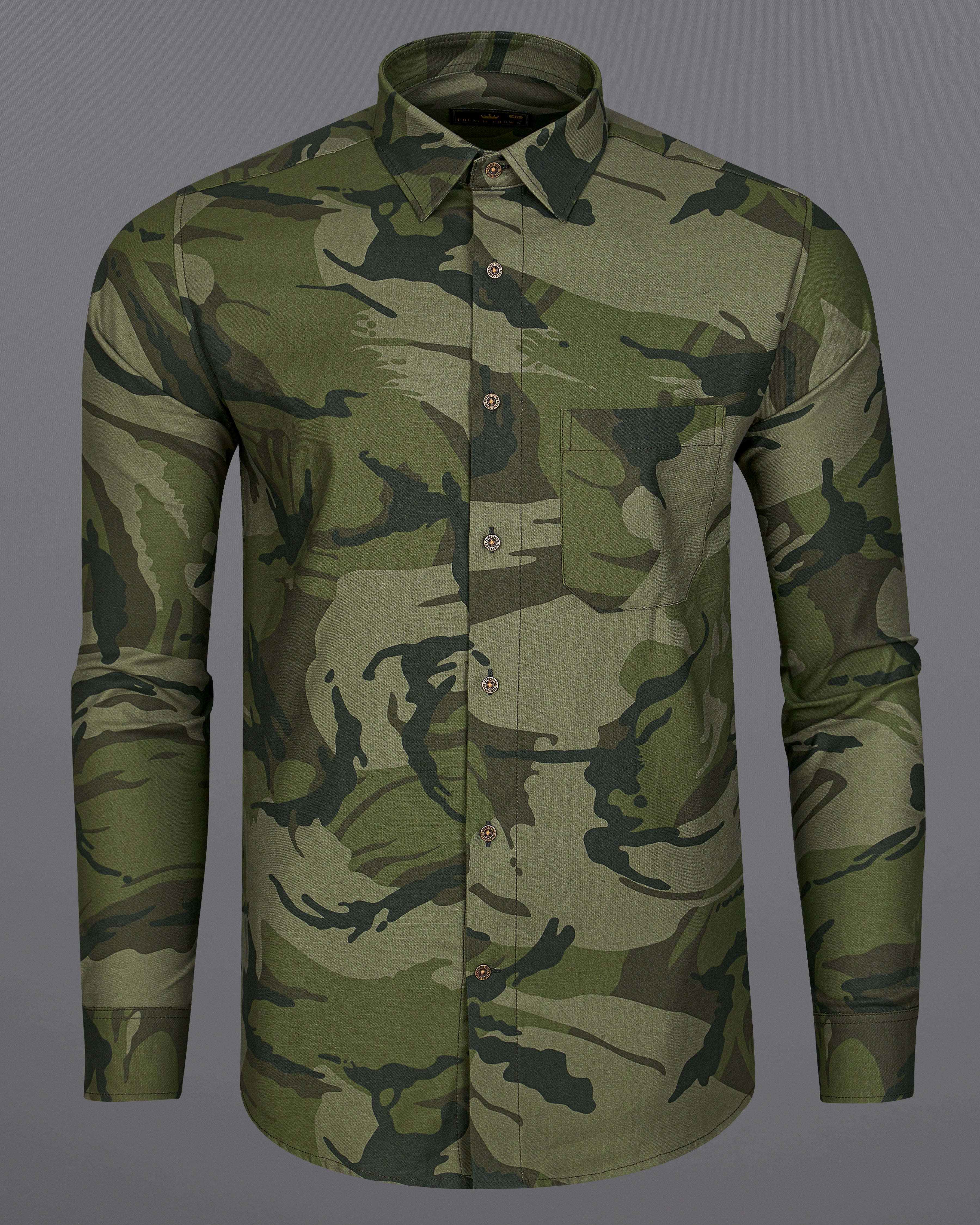 Fuscous Green with Birch Dark Green Camouflage Printed Royal Oxford Shirt 8913-MB-38, 8913-MB-H-38,  8913-MB-39,  8913-MB-H-39,  8913-MB-40,  8913-MB-H-40,  8913-MB-42,  8913-MB-H-42,  8913-MB-44,  8913-MB-H-44,  8913-MB-46,  8913-MB-H-46,  8913-MB-48,  8913-MB-H-48,  8913-MB-50,  8913-MB-H-50,  8913-MB-52,  8913-MB-H-52