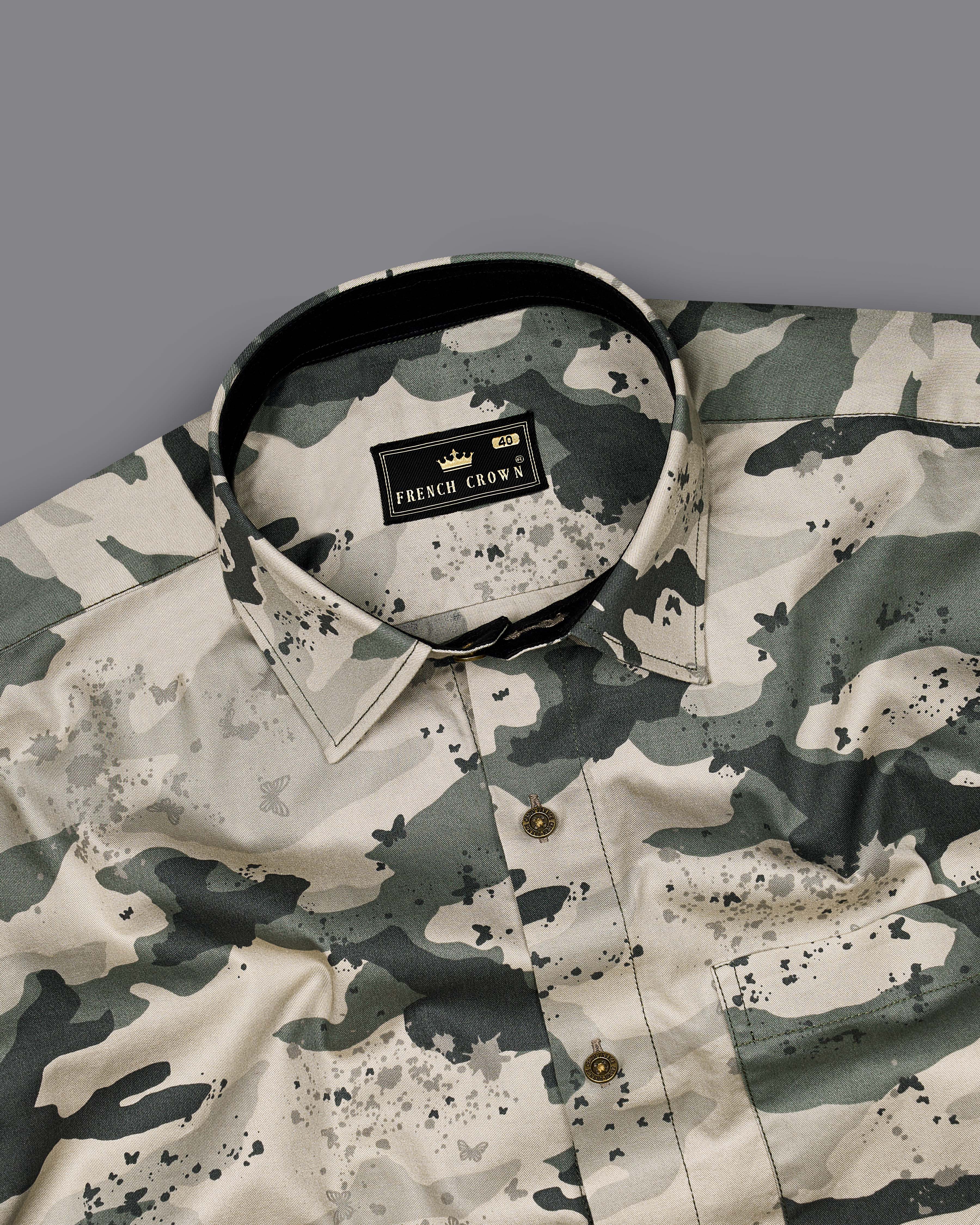 Amber Brown with Outer Space Green Camouflage Printed Royal Oxford Designer Shirt 8917-MB-P129-38, 8917-MB-P129-H-38,  8917-MB-P129-39,  8917-MB-P129-H-39,  8917-MB-P129-40,  8917-MB-P129-H-40,  8917-MB-P129-42,  8917-MB-P129-H-42,  8917-MB-P129-44,  8917-MB-P129-H-44,  8917-MB-P129-46,  8917-MB-P129-H-46,  8917-MB-P129-48,  8917-MB-P129-H-48,  8917-MB-P129-50,  8917-MB-P129-H-50,  8917-MB-P129-52,  8917-MB-P129-H-52