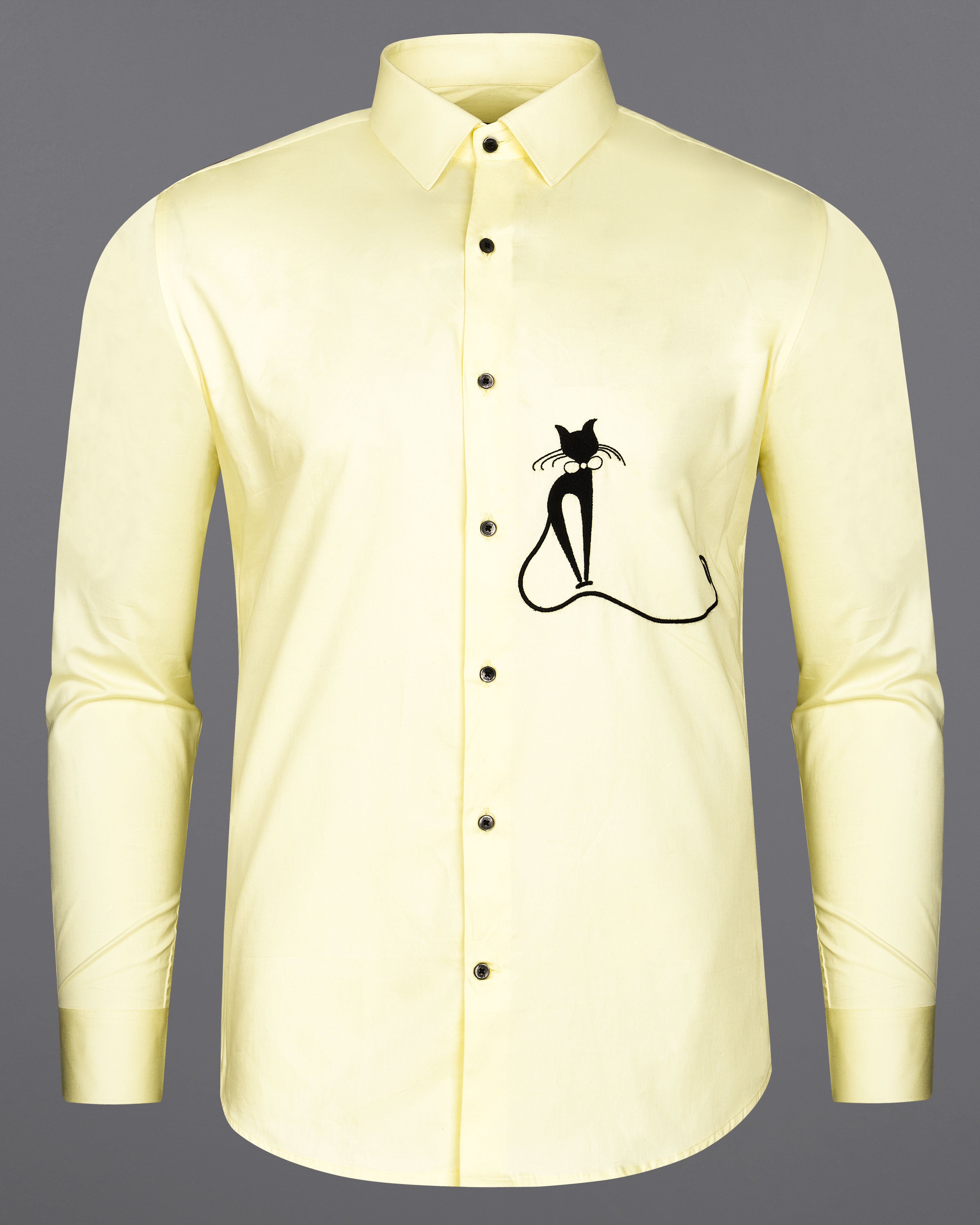 Citrine Yellow Subtle Sheen With Cat Embroidered Super Soft Premium Cotton Shirt 8957-BLK-E032-38, 8957-BLK-E032-H-38, 8957-BLK-E032-39, 8957-BLK-E032-H-39, 8957-BLK-E032-40, 8957-BLK-E032-H-40, 8957-BLK-E032-42, 8957-BLK-E032-H-42, 8957-BLK-E032-44, 8957-BLK-E032-H-44, 8957-BLK-E032-46, 8957-BLK-E032-H-46, 8957-BLK-E032-48, 8957-BLK-E032-H-48, 8957-BLK-E032-50, 8957-BLK-E032-H-50, 8957-BLK-E032-52, 8957-BLK-E032-H-52