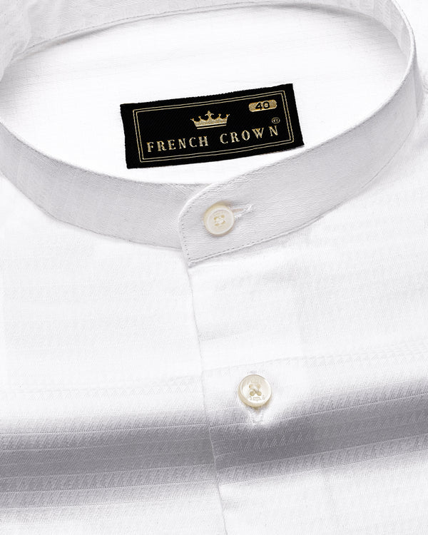 Bright White Dobby Textured Premium Giza Cotton Mandarin Collar Shirt 8965-M-38, 8965-M-H-38, 8965-M-39, 8965-M-H-39, 8965-M-40, 8965-M-H-40, 8965-M-42, 8965-M-H-42, 8965-M-44, 8965-M-H-44, 8965-M-46, 8965-M-H-46, 8965-M-48, 8965-M-H-48, 8965-M-50, 8965-M-H-50, 8965-M-52, 8965-M-H-52