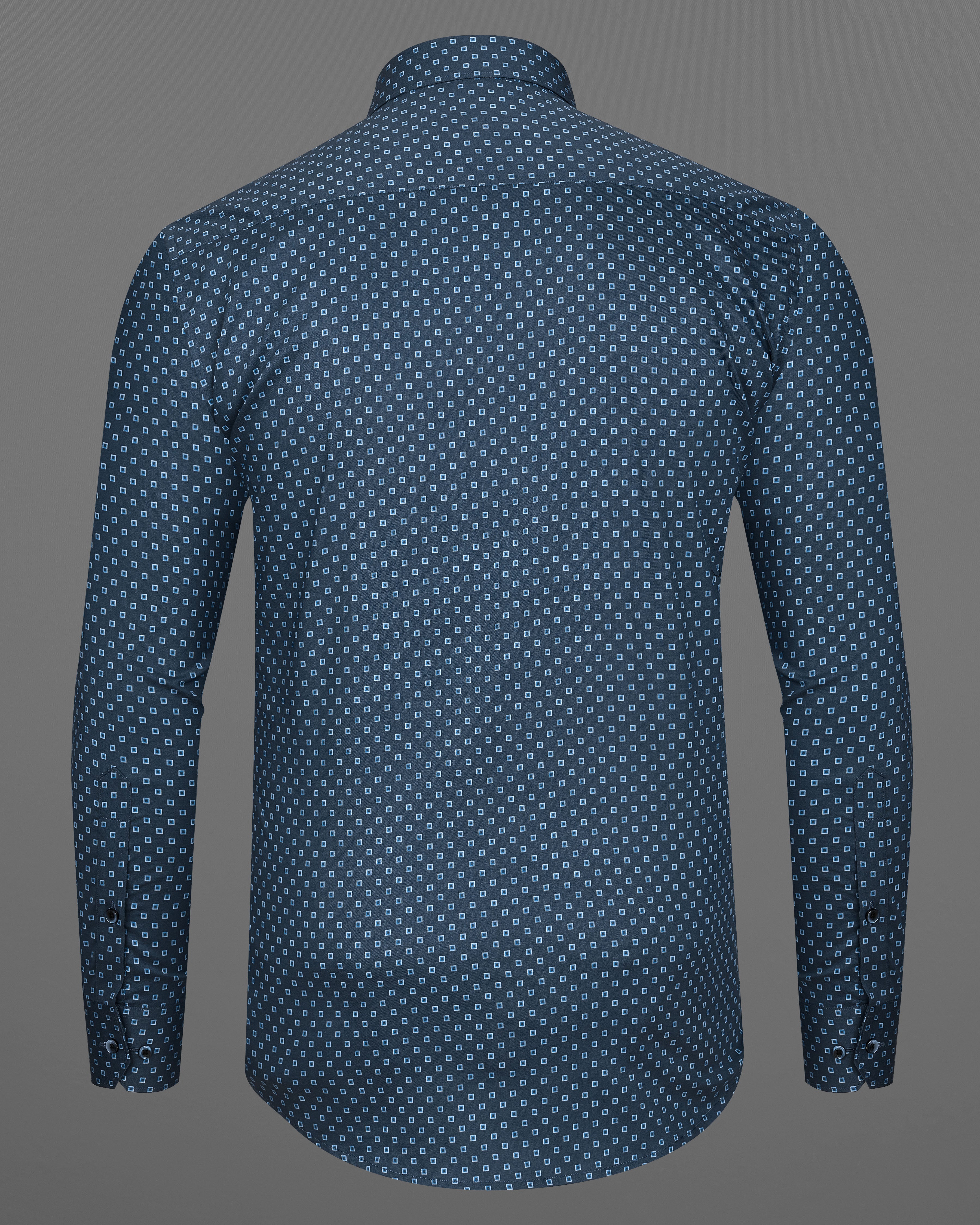 Rhino Blue Box Printed Premium Cotton Shirt