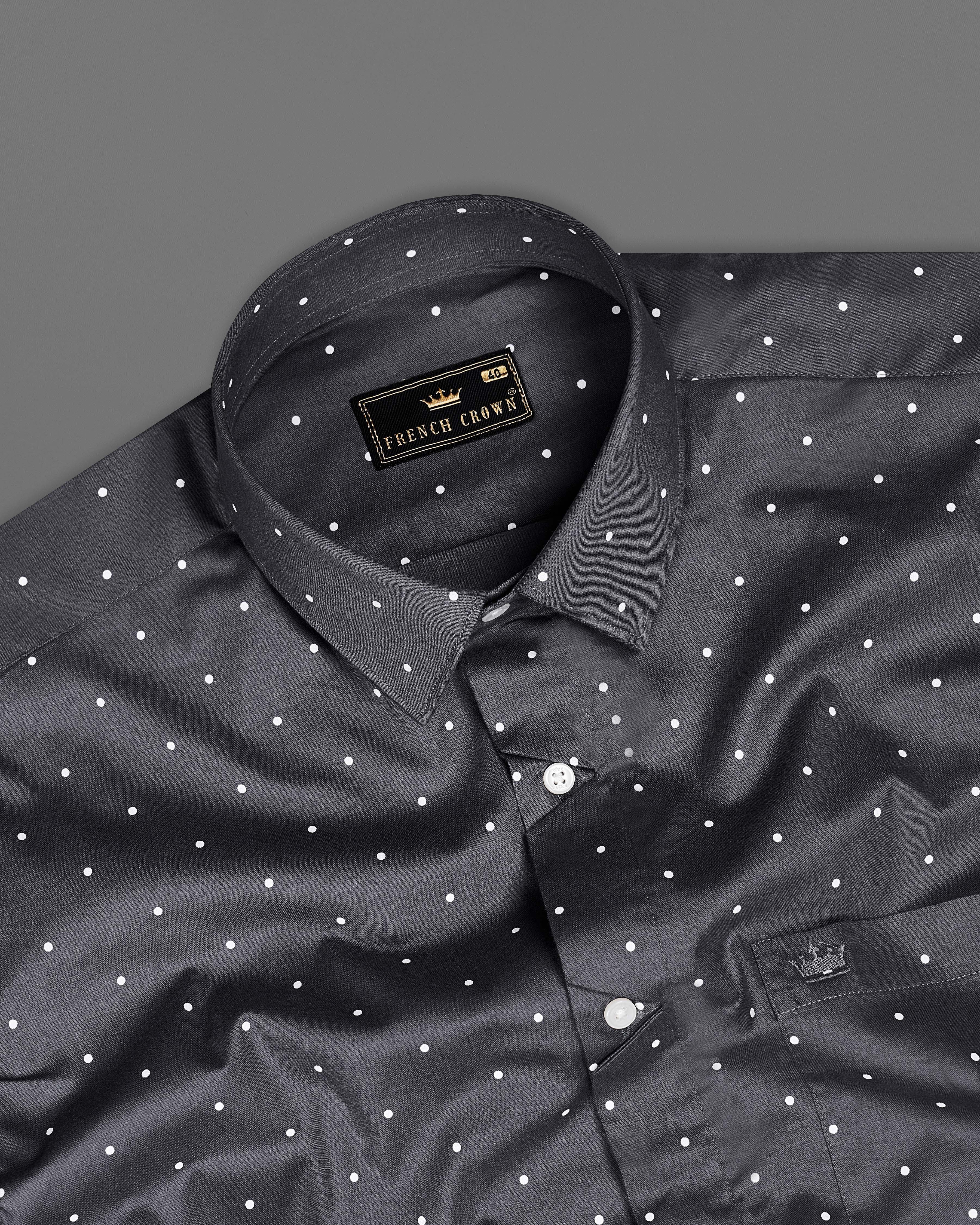 Gravel Gray Polka Dotted Premium Cotton Designer Shirt