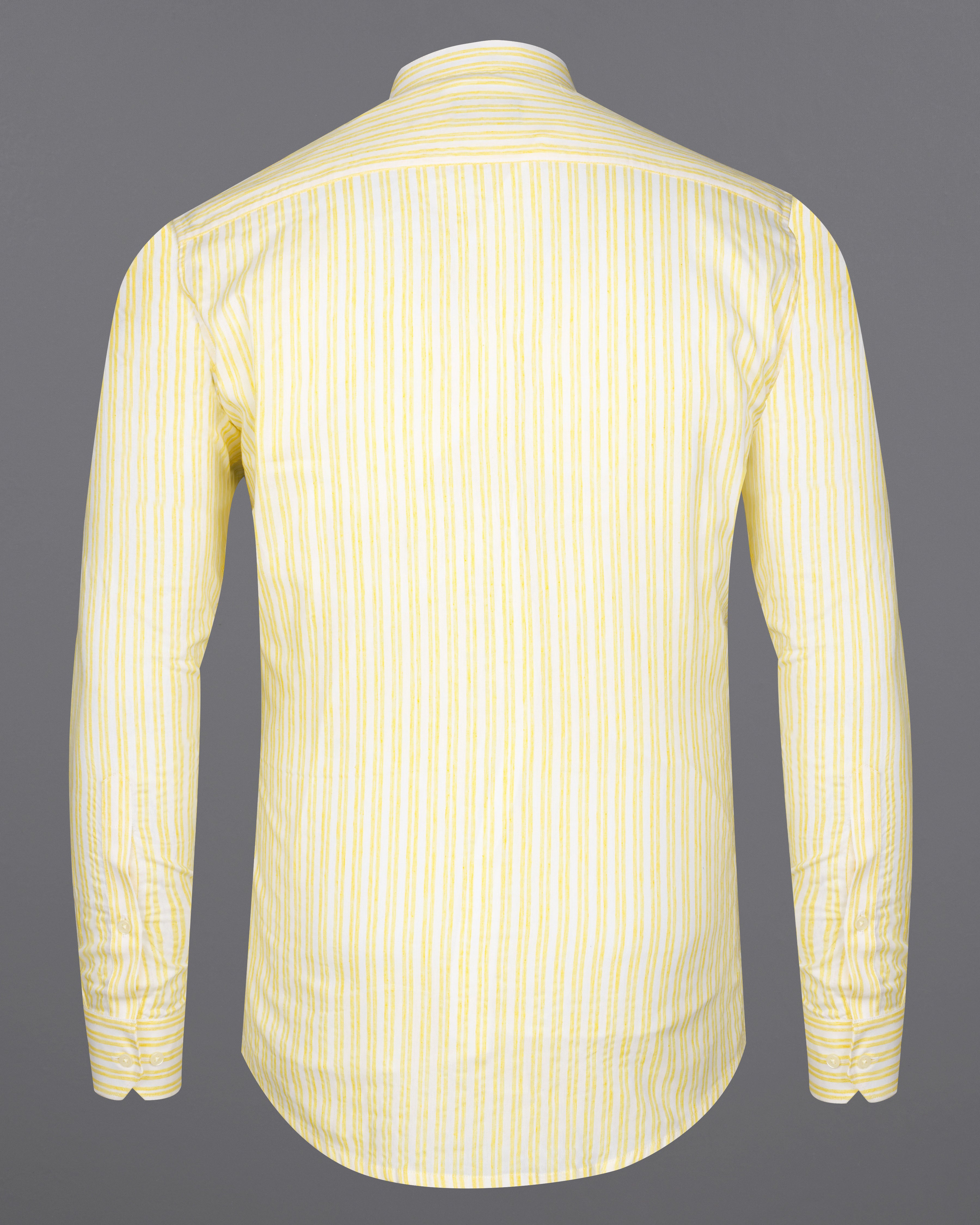 Portica Yellow and White Striped Premium Cotton Shirt