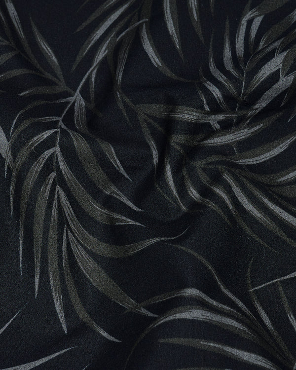 Jade Black Leaves Printed Premium Cotton Shirt