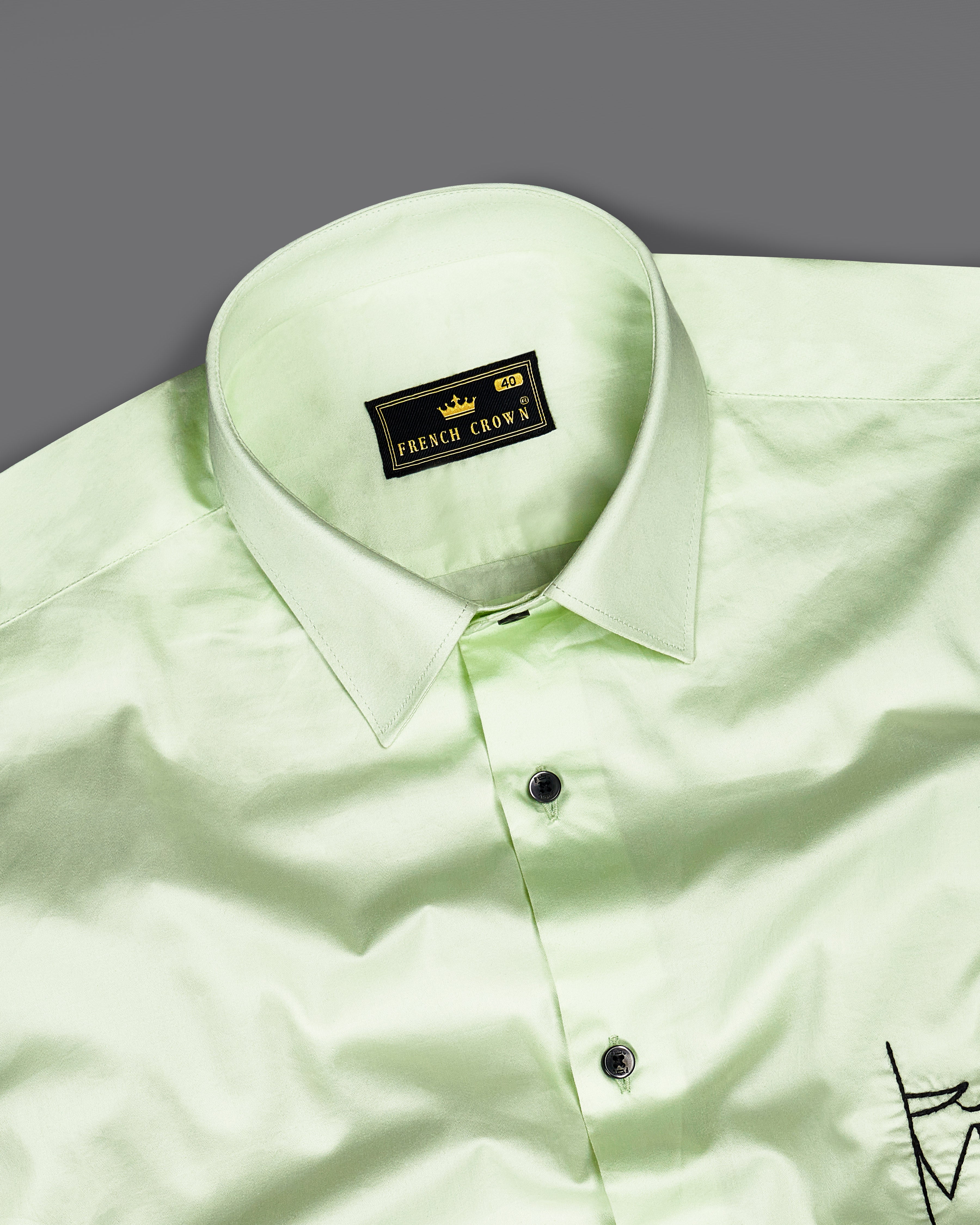 Periglacial Green with Black Subtle Sheen Embroidered Super Soft Premium Cotton Shirt