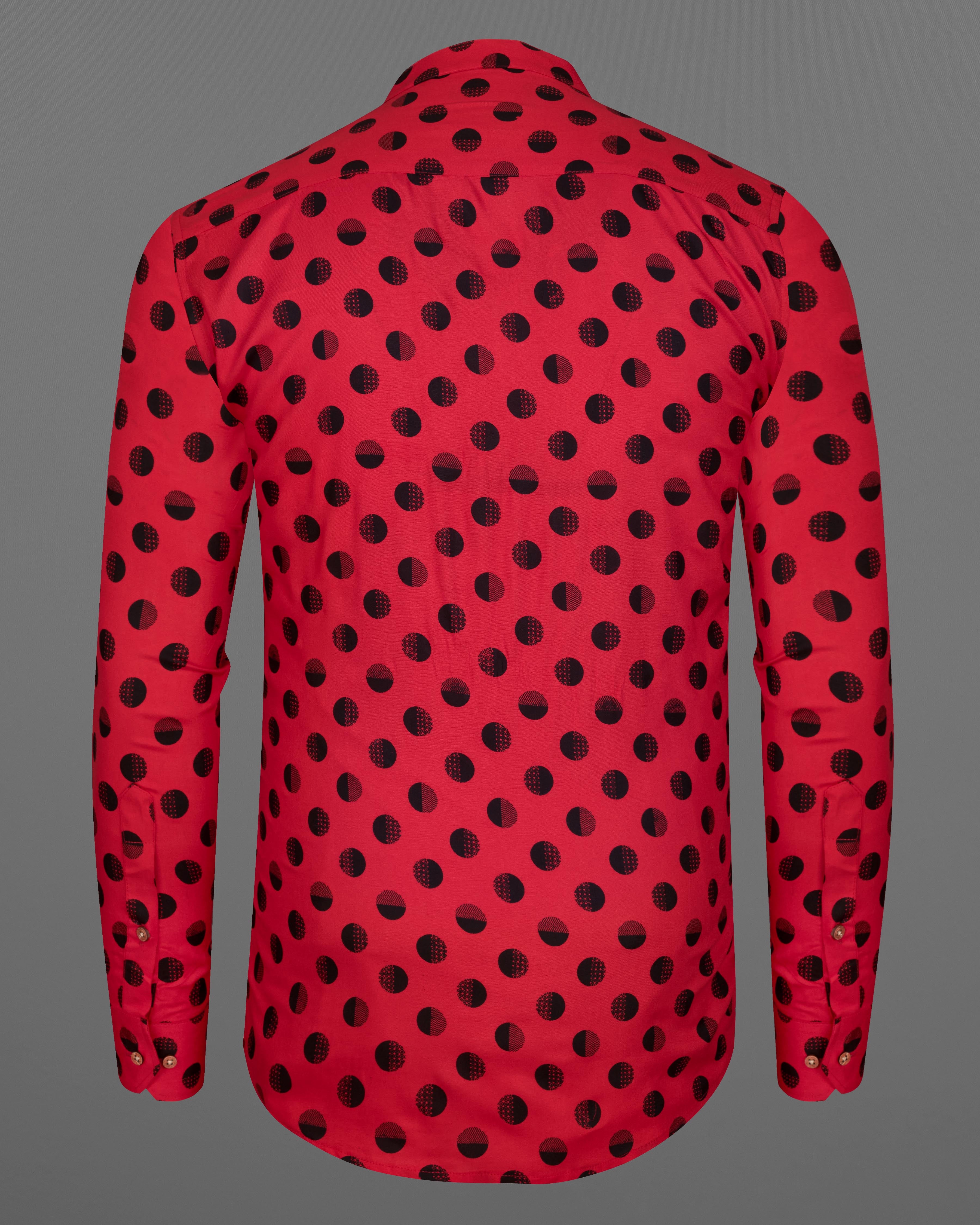 Cardinal Red with Black Polka Dotted Premium Tencel Kurta Shirt