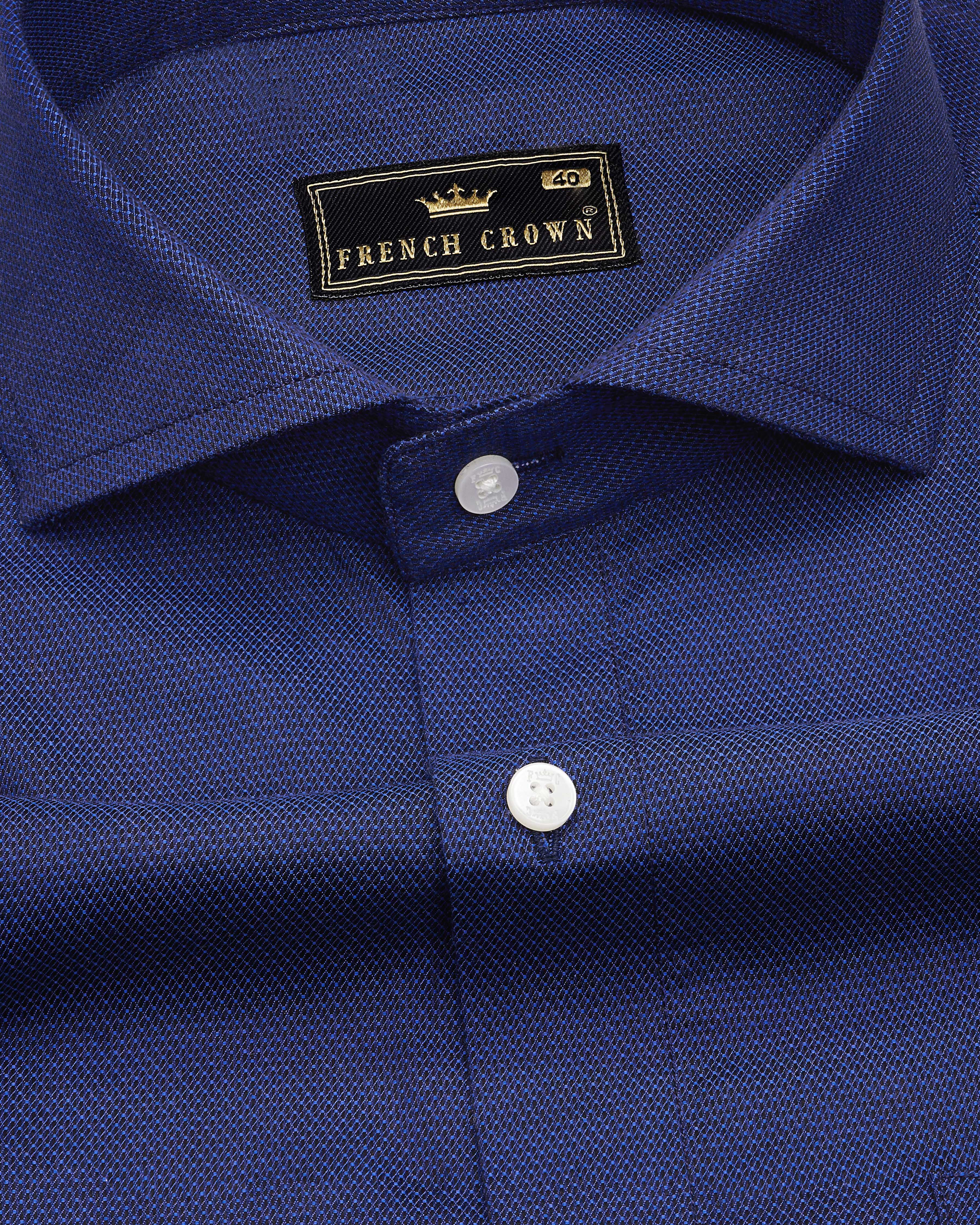Rhino Navy Blue Dobby Textured Premium Giza Cotton Shirt