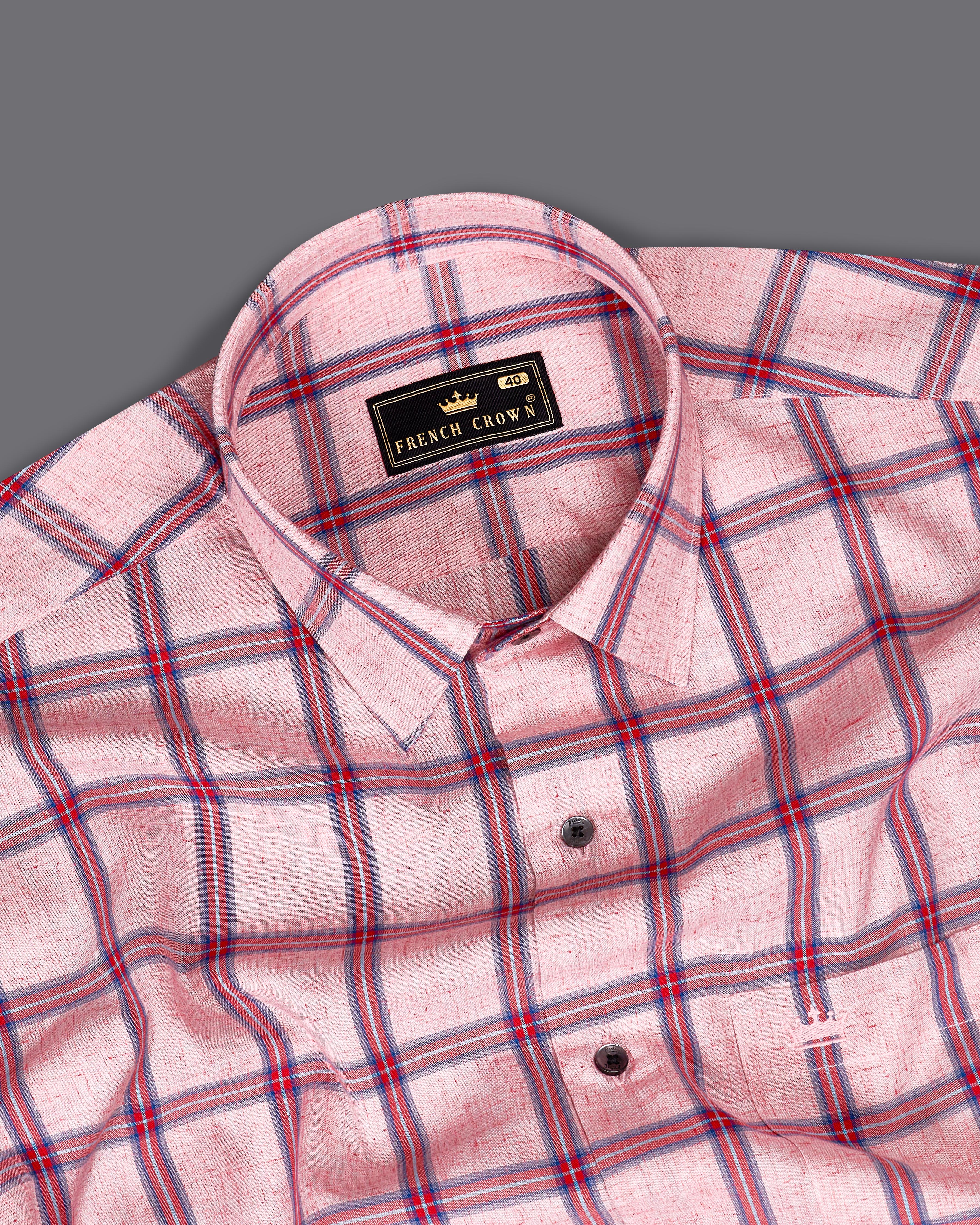 Oyster Pink with Cornell Pink Windowpane Premium Cotton Shirt 9051-BLK-38, 9051-BLK-H-38, 9051-BLK-39, 9051-BLK-H-39, 9051-BLK-40, 9051-BLK-H-40, 9051-BLK-42, 9051-BLK-H-42, 9051-BLK-44, 9051-BLK-H-44, 9051-BLK-46, 9051-BLK-H-46, 9051-BLK-48, 9051-BLK-H-48, 9051-BLK-50, 9051-BLK-H-50, 9051-BLK-52, 9051-BLK-H-52