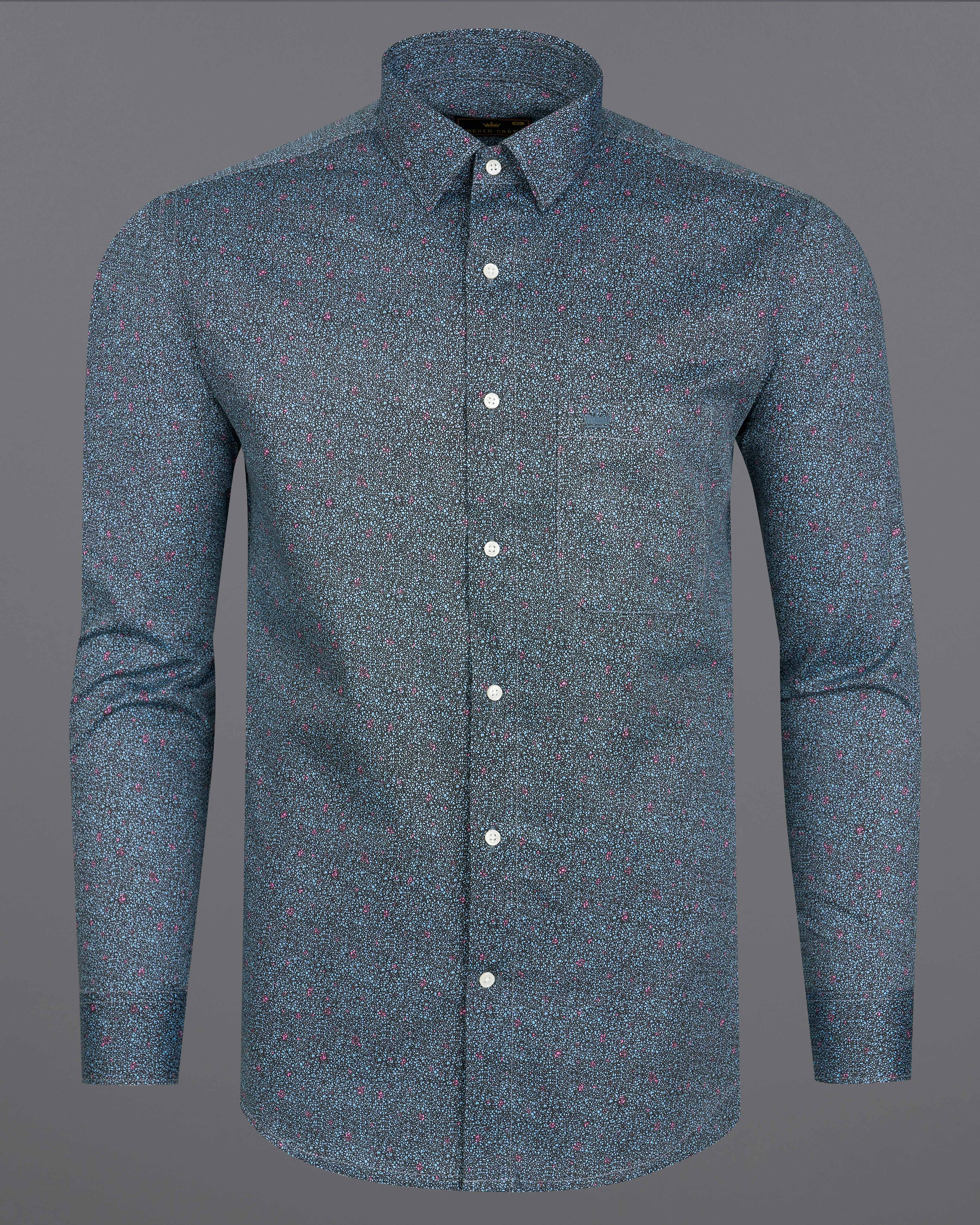 Hawkes Blue with Jade Black Printed Premium Cotton Shirt 9061-38, 9061-H-38, 9061-39, 9061-H-39, 9061-40, 9061-H-40, 9061-42, 9061-H-42, 9061-44, 9061-H-44, 9061-46, 9061-H-46, 9061-48, 9061-H-48, 9061-50, 9061-H-50, 9061-52, 9061-H-52