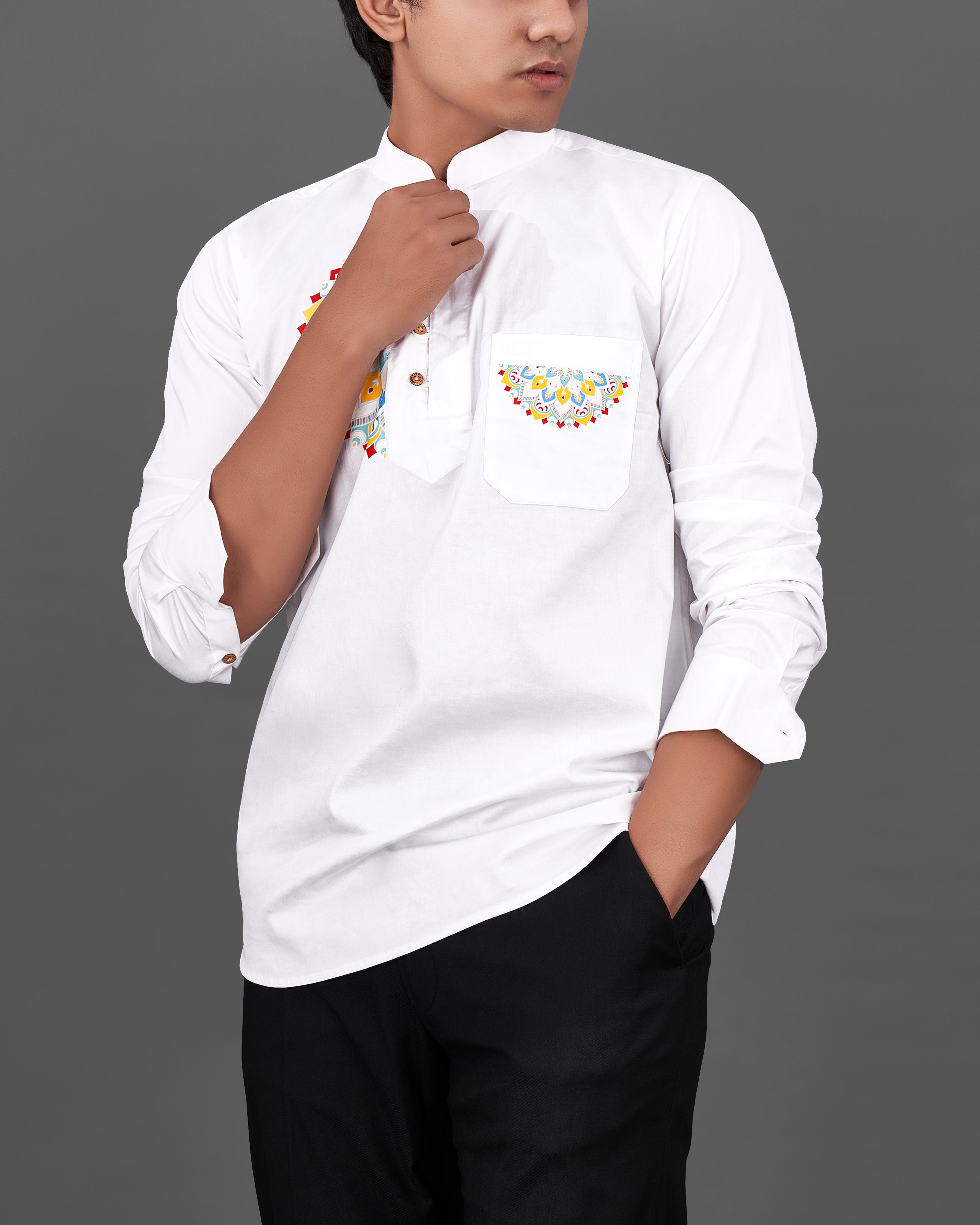Bright White Subtle Sheen Indian Rangoli Hand Painted Super Soft Premium Cotton Kurta Shirt 2670-KS-ART-38,2670-KS-ART-H-38,2670-KS-ART-39,2670-KS-ART-H-39,2670-KS-ART-40,2670-KS-ART-H-40,2670-KS-ART-42,2670-KS-ART-H-42,2670-KS-ART-44,2670-KS-ART-H-44,2670-KS-ART-46,2670-KS-ART-H-46,2670-KS-ART-48,2670-KS-ART-H-48,2670-KS-ART-50,2670-KS-ART-H-50,2670-KS-ART-52,2670-KS-ART-H-52