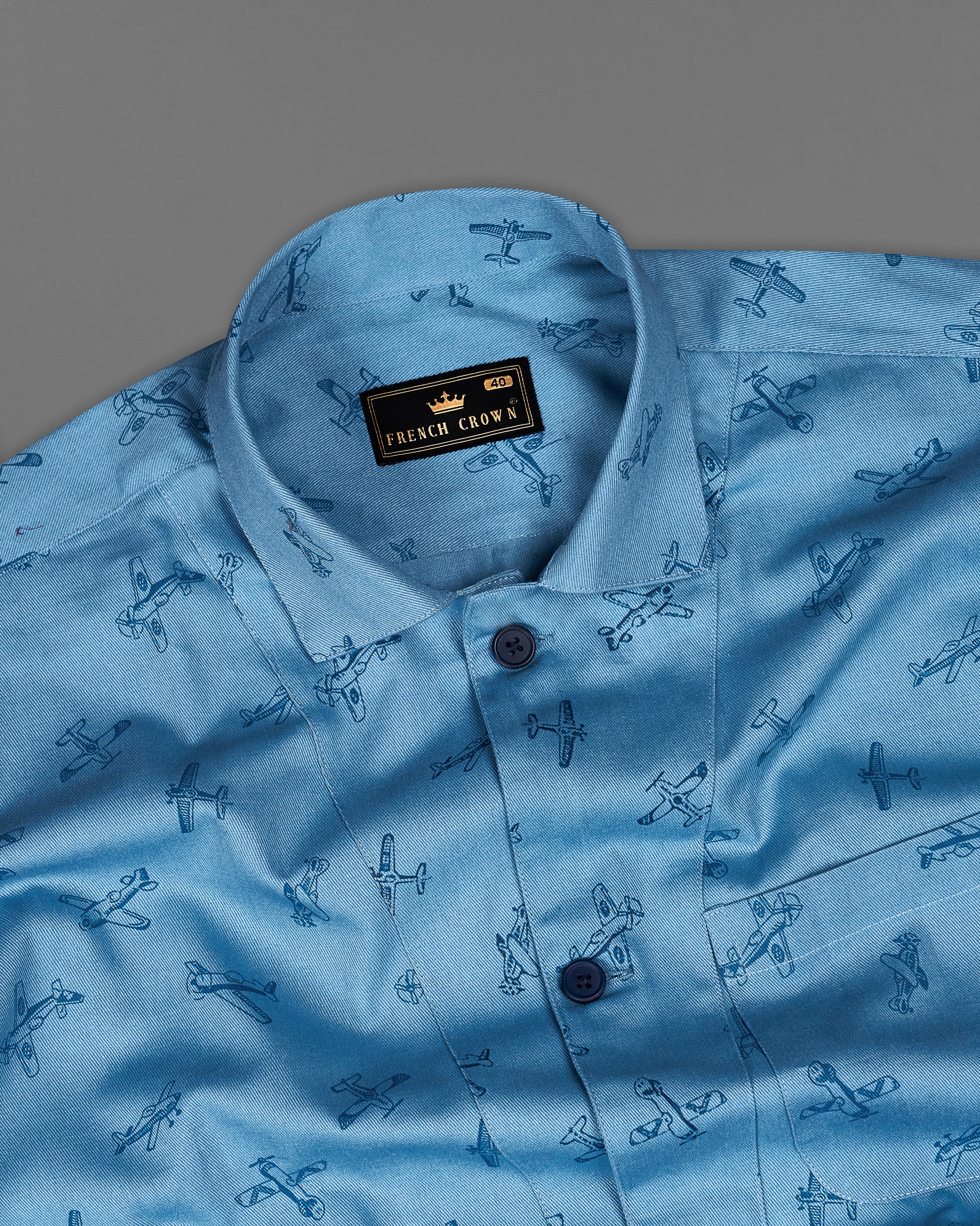 Hippie Blue Airplane Printed Royal Oxford Designer Overshirt 9066-CC-P130-38, 9066-CC-P130-H-38, 9066-CC-P130-39, 9066-CC-P130-H-39, 9066-CC-P130-40, 9066-CC-P130-H-40, 9066-CC-P130-42, 9066-CC-P130-H-42, 9066-CC-P130-44, 9066-CC-P130-H-44, 9066-CC-P130-46, 9066-CC-P130-H-46, 9066-CC-P130-48, 9066-CC-P130-H-48, 9066-CC-P130-50, 9066-CC-P130-H-50, 9066-CC-P130-52, 9066-CC-P130-H-52