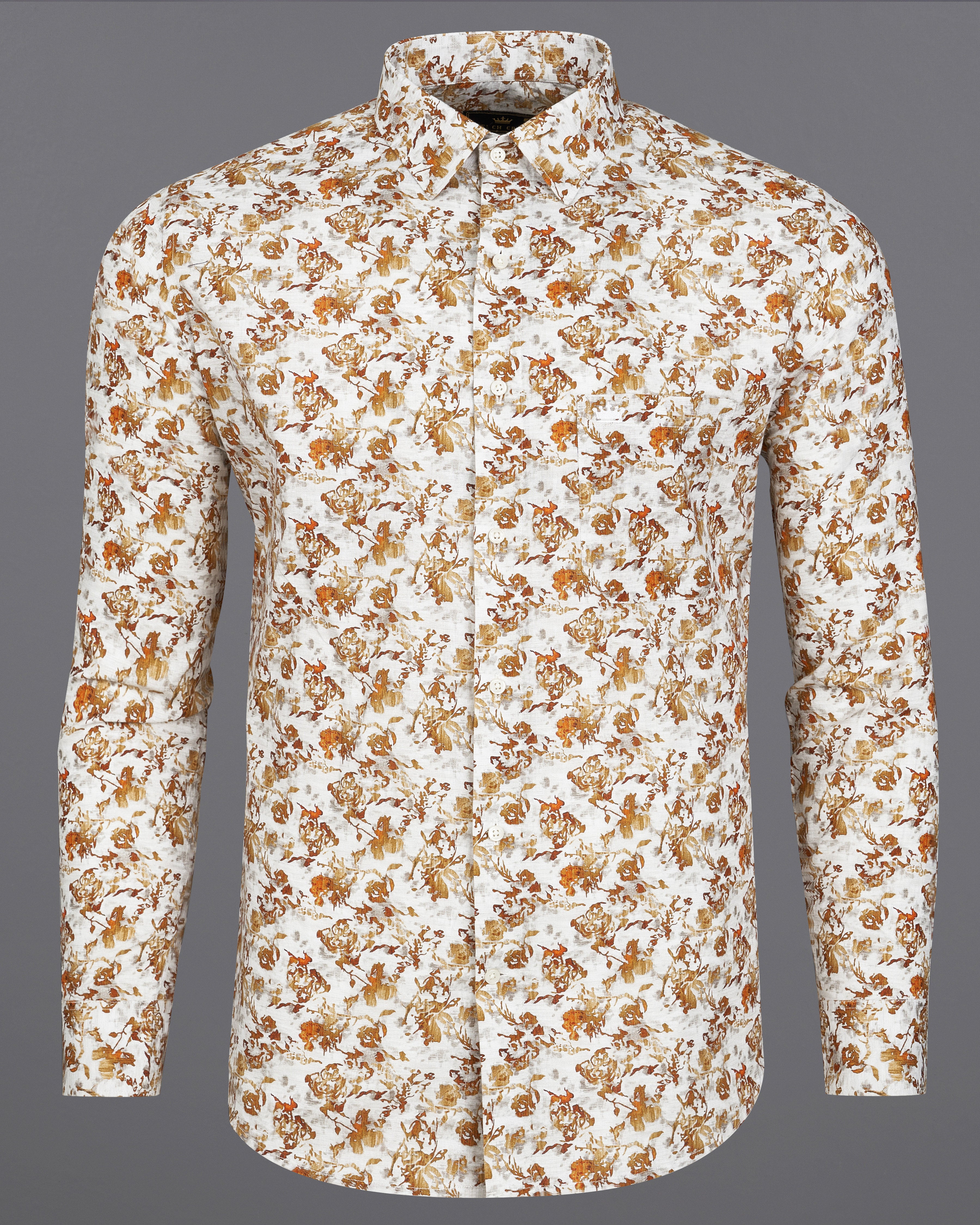 Bright White with Leather Brown Printed Premium Cotton Shirt 9092-38, 9092-H-38, 9092-39, 9092-H-39, 9092-40, 9092-H-40, 9092-42, 9092-H-42, 9092-44, 9092-H-44, 9092-46, 9092-H-46, 9092-48, 9092-H-48, 9092-50, 9092-H-50, 9092-52, 9092-H-52