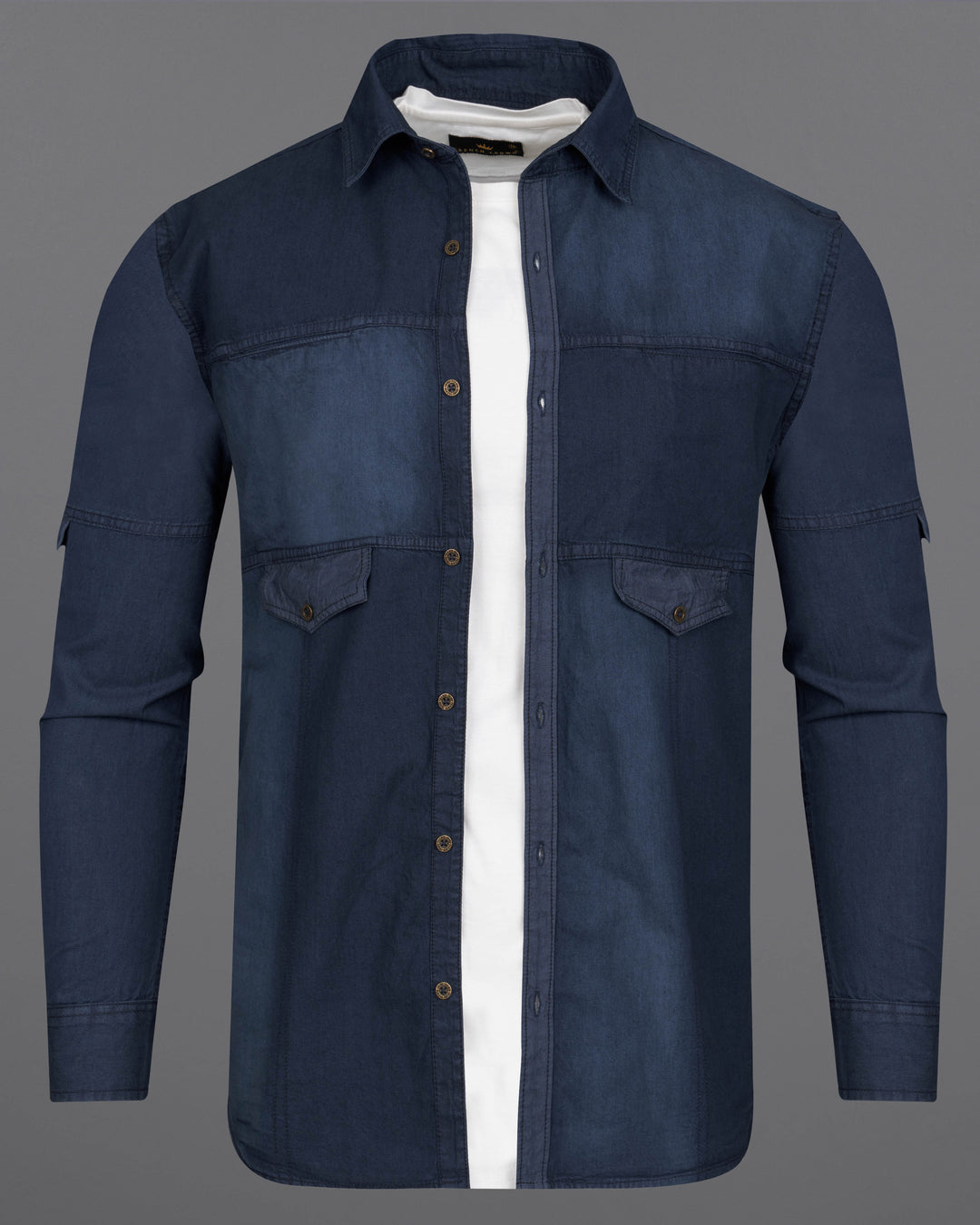 EBONY BLUE LIGHTWEIGHT DENIM DESIGNER SHIRT