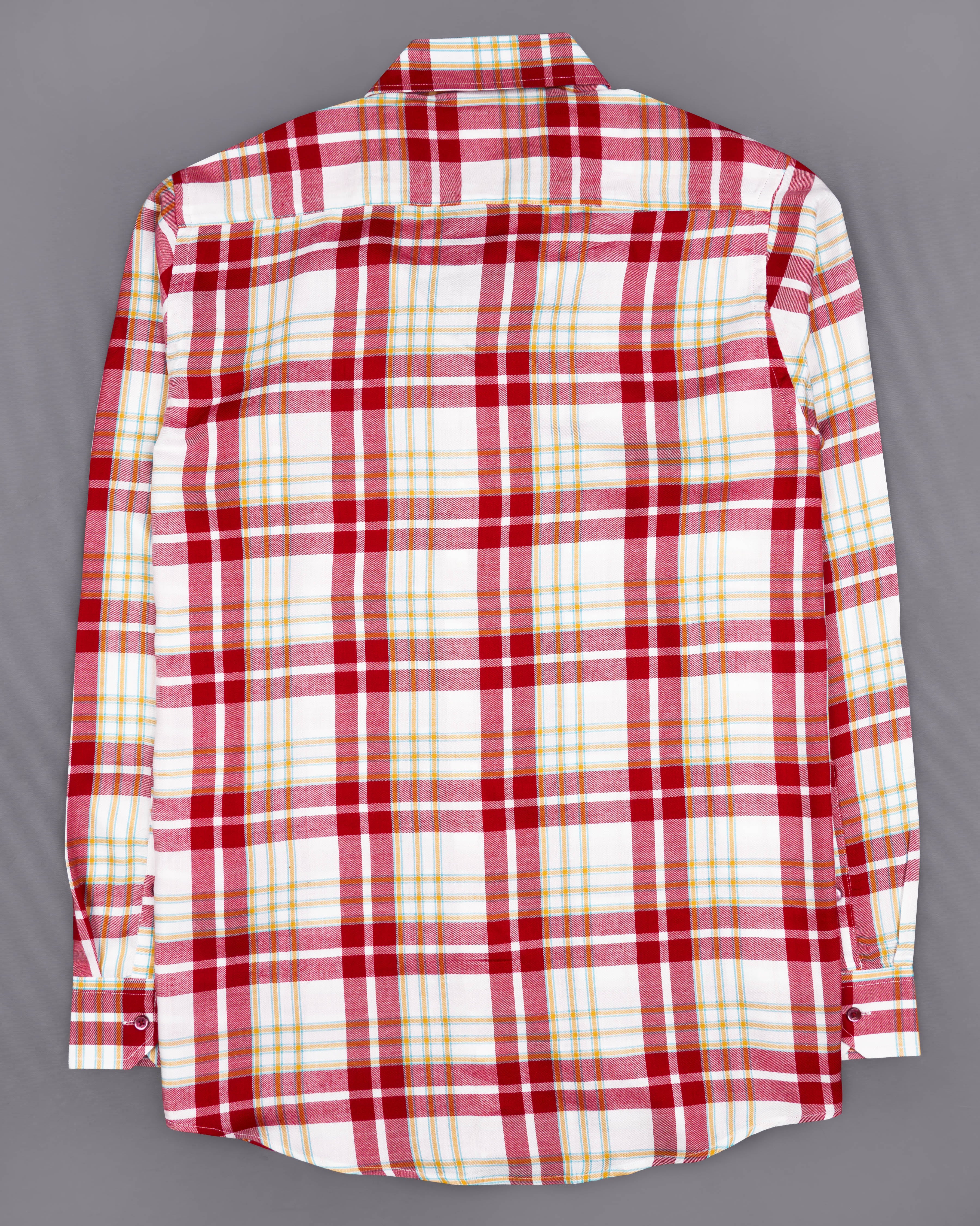 Devil Red with Off-White Twill Plaid Premium Cotton Shirt