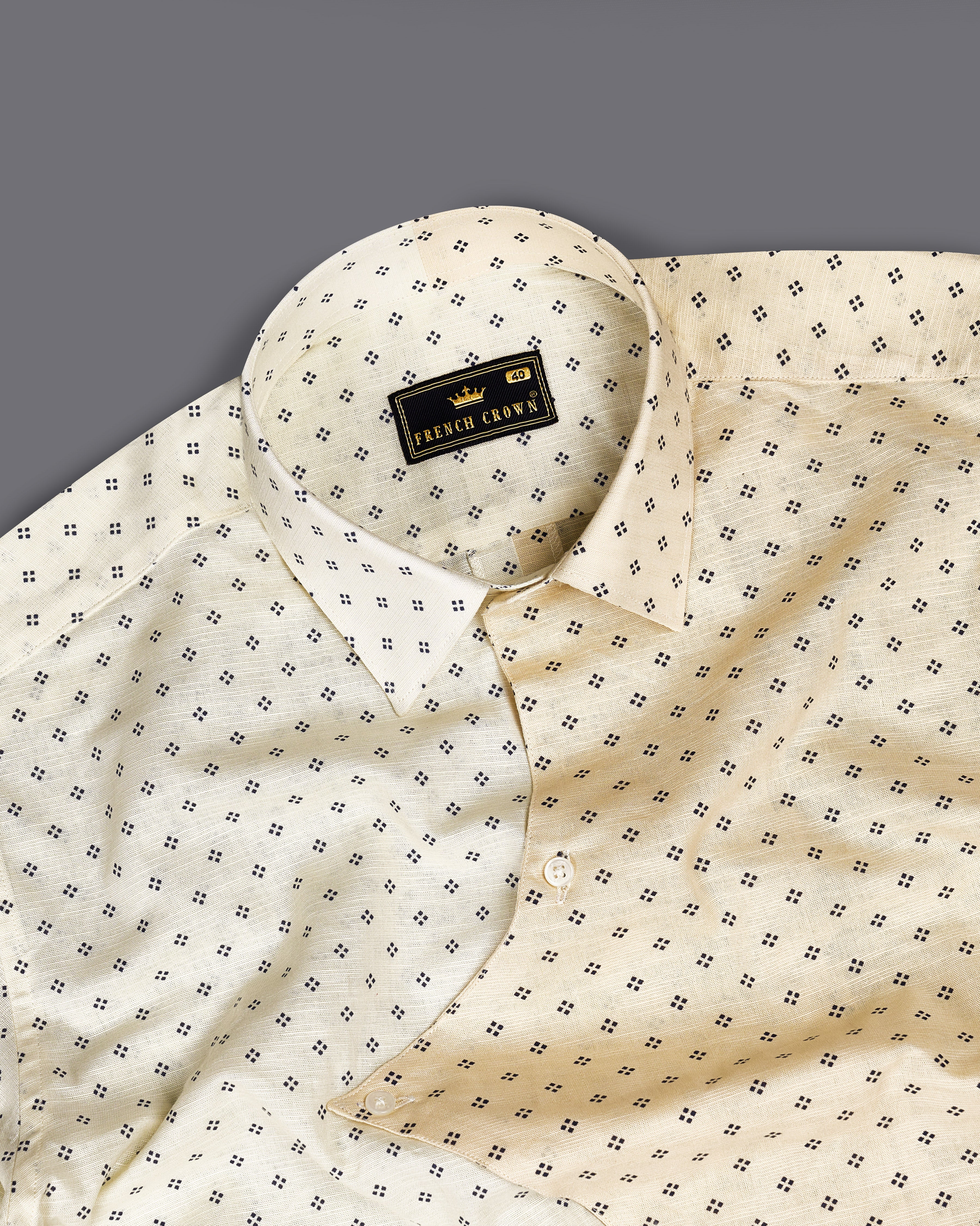 Hampton Beige with Mercury Cream Luxurious Linen Designer Shirt