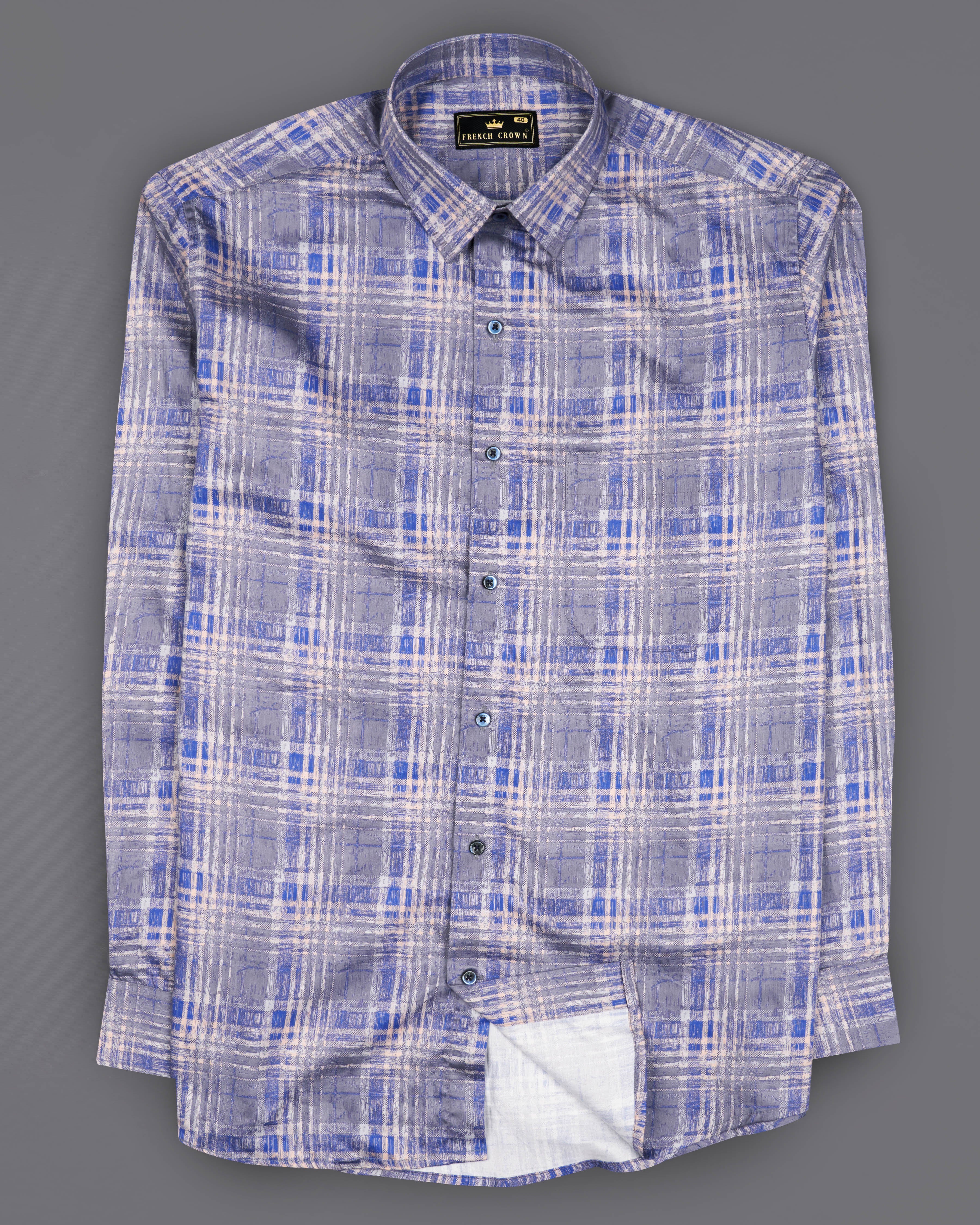 Regent Gray with Scampi Blue Plaid Super Soft Premium Cotton Shirt 9123-BLE-38,9123-BLE-H-38,9123-BLE-39,9123-BLE-H-39,9123-BLE-40,9123-BLE-H-40,9123-BLE-42,9123-BLE-H-42,9123-BLE-44,9123-BLE-H-44,9123-BLE-46,9123-BLE-H-46,9123-BLE-48,9123-BLE-H-48,9123-BLE-50,9123-BLE-H-50,9123-BLE-52,9123-BLE-H-52