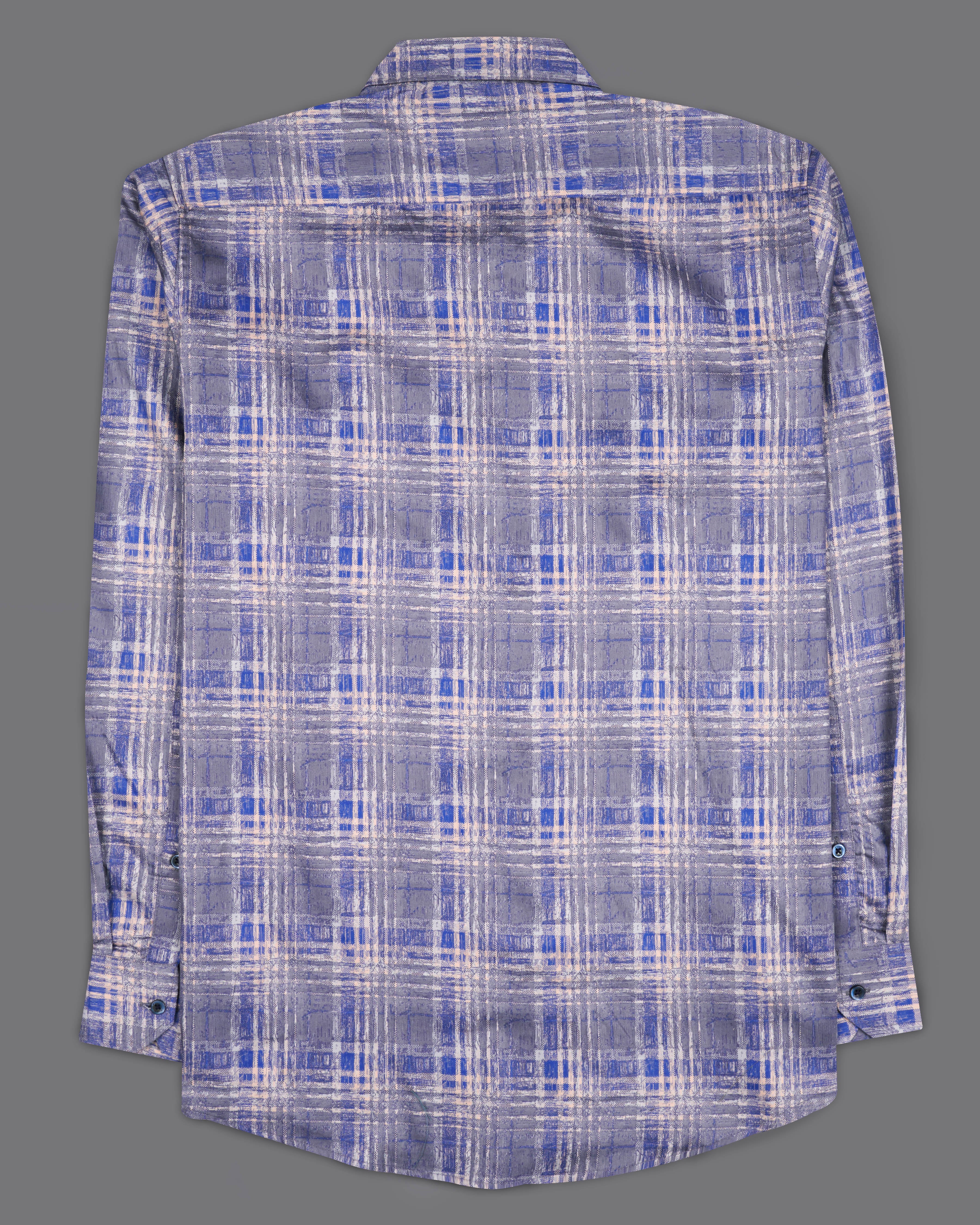 Regent Gray with Scampi Blue Formal/Casual Checks-Plaid Premium Cotton Shirt  For Men - Rare Rabbit Shirts