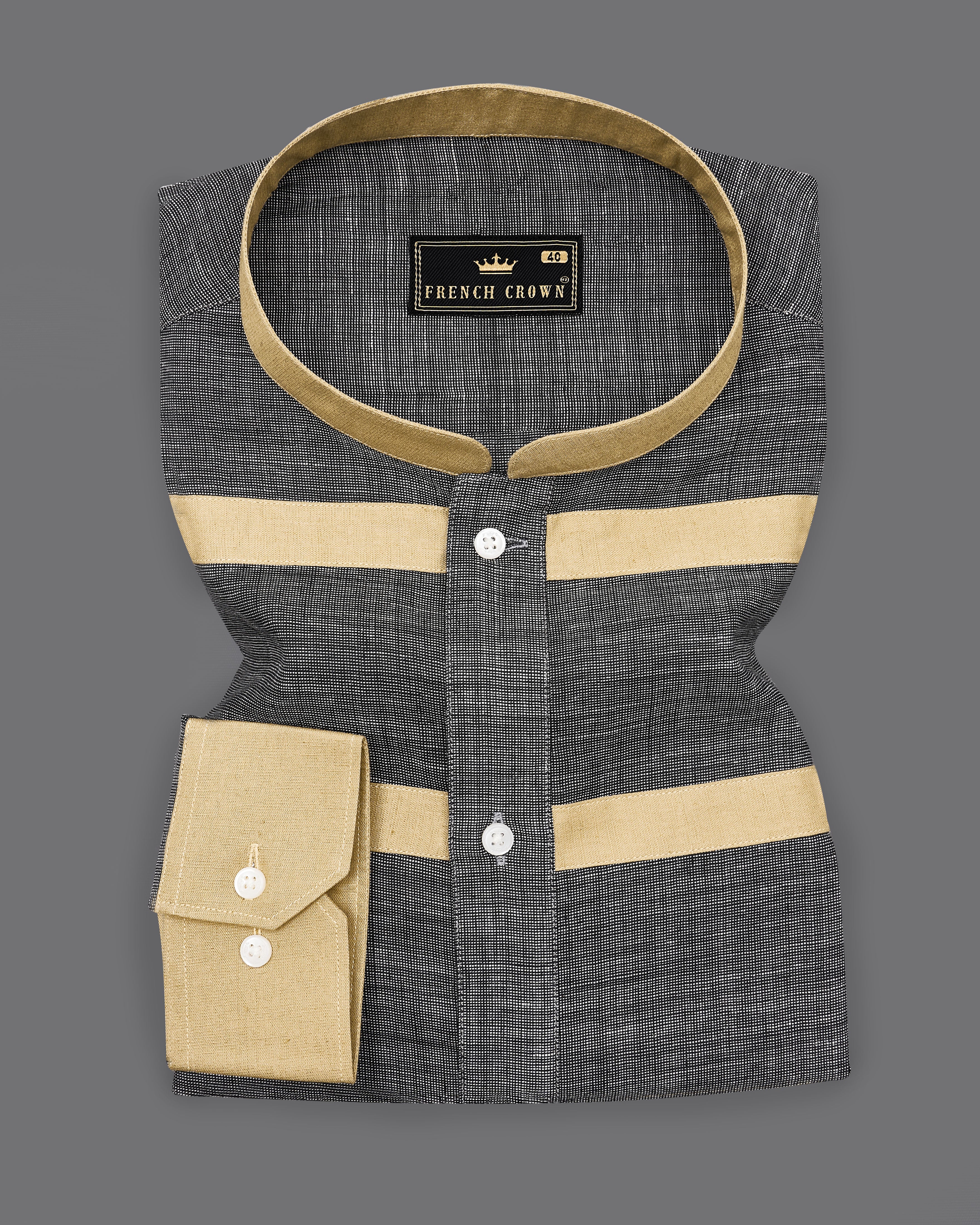 Wenge Gray with Patchwork Luxurious Linen Designer Shirt 9129-P380-38,9129-P380-H-38,9129-P380-39,9129-P380-H-39,9129-P380-40,9129-P380-H-40,9129-P380-42,9129-P380-H-42,9129-P380-44,9129-P380-H-44,9129-P380-46,9129-P380-H-46,9129-P380-48,9129-P380-H-48,9129-P380-50,9129-P380-H-50,9129-P380-52,9129-P380-H-52
