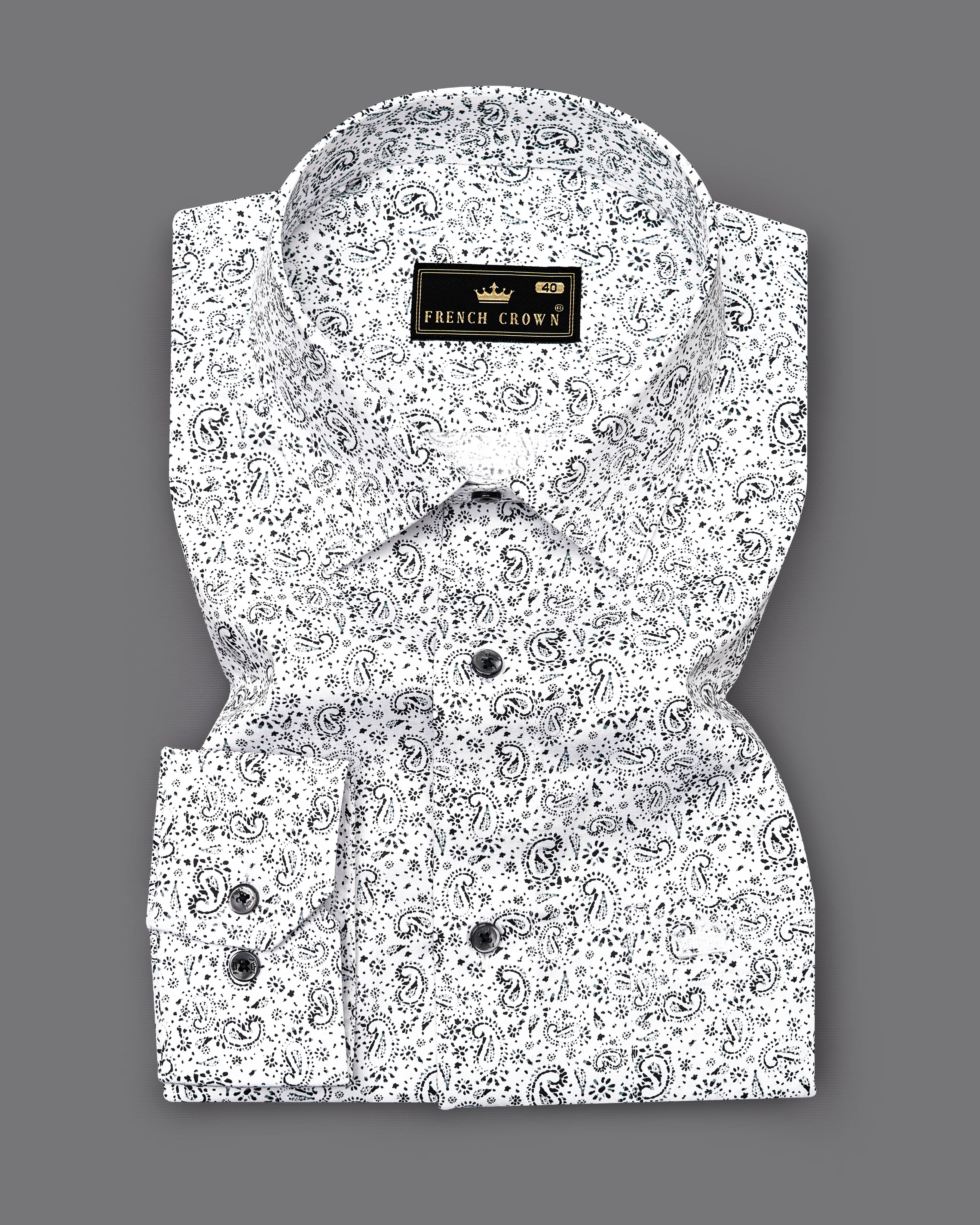Bright White with Black Paisley Printed Super Soft Premium Cotton Shirt 9182-BLK-38,9182-BLK-H-38,9182-BLK-39,9182-BLK-H-39,9182-BLK-40,9182-BLK-H-40,9182-BLK-42,9182-BLK-H-42,9182-BLK-44,9182-BLK-H-44,9182-BLK-46,9182-BLK-H-46,9182-BLK-48,9182-BLK-H-48,9182-BLK-50,9182-BLK-H-50,9182-BLK-52,9182-BLK-H-52