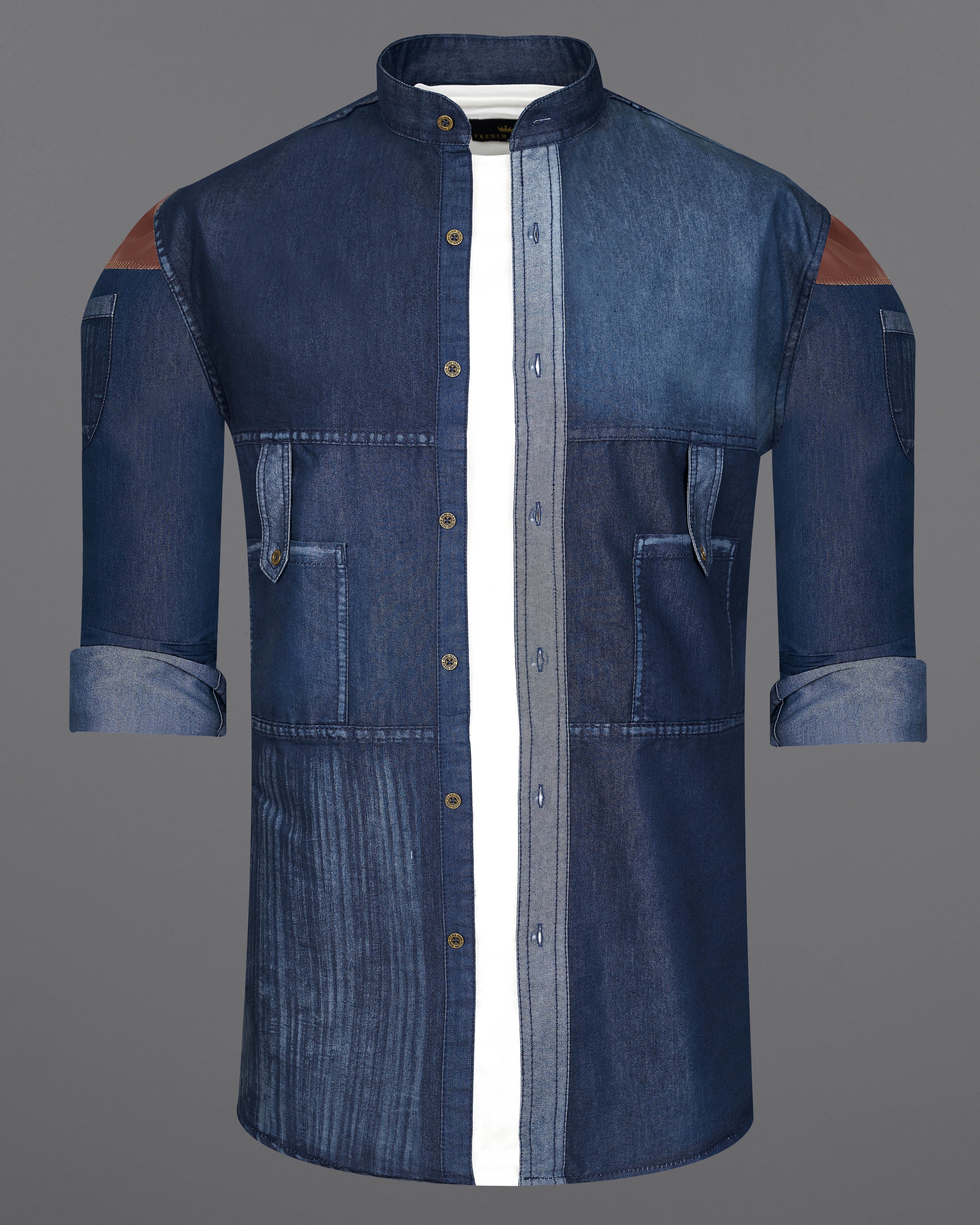 Amazon.com: Men's Denim Shirt Men Autumn Long Sleeved Shirts Casual Slim  Vintage Cowboy Tops Jacket Coat Deep Blue EU S : Clothing, Shoes & Jewelry
