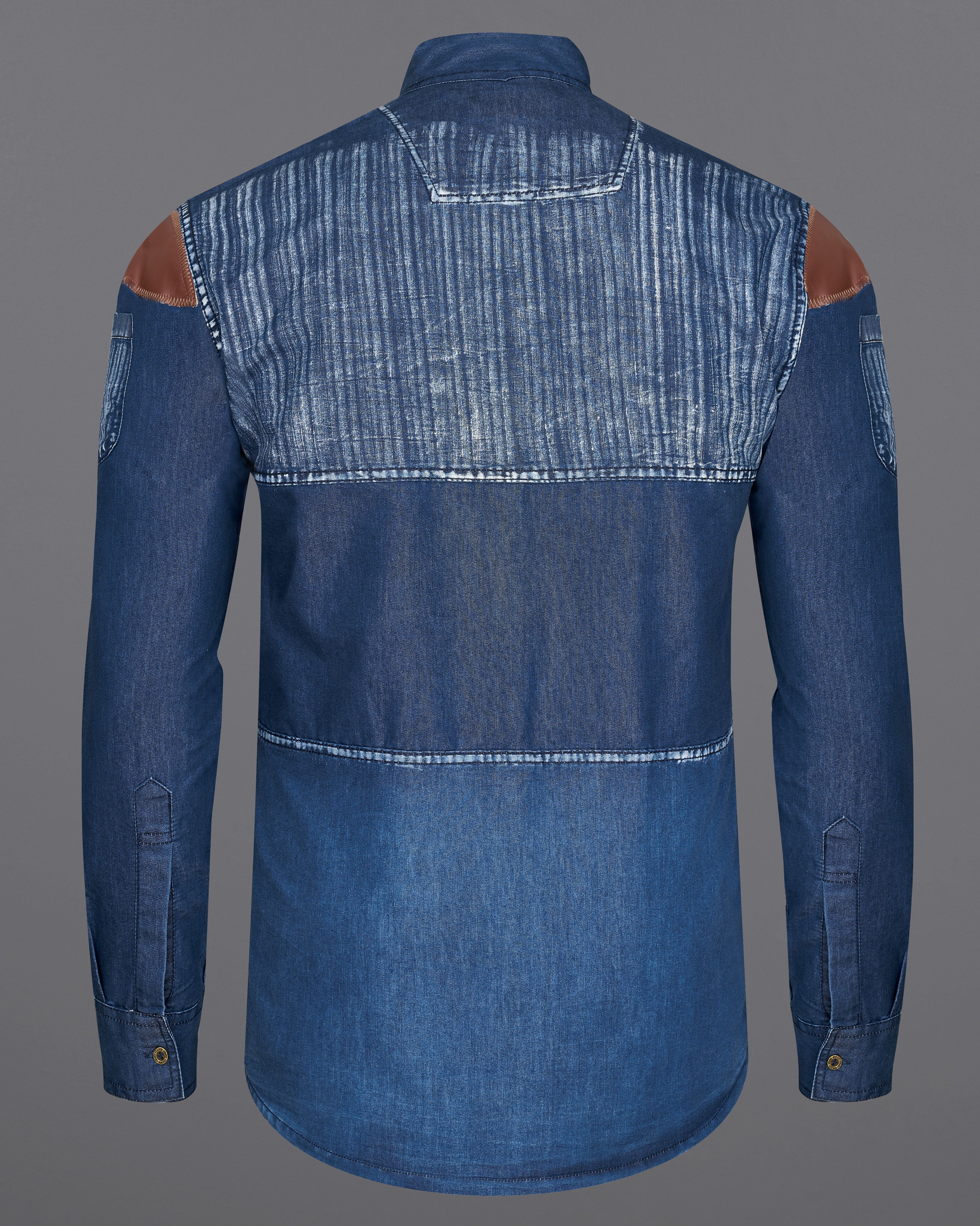Tuna with Bunting Blue Denim Designer Shirt With Leather Patch Work | Men  fashion casual shirts, Blue denim shirt, Cotton shirts for men