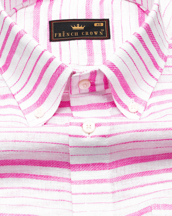 Bright White with Thulian Pink Striped Luxurious Linen Shirt 9218-BD-38,9218-BD-H-38,9218-BD-39,9218-BD-H-39,9218-BD-40,9218-BD-H-40,9218-BD-42,9218-BD-H-42,9218-BD-44,9218-BD-H-44,9218-BD-46,9218-BD-H-46,9218-BD-48,9218-BD-H-48,9218-BD-50,9218-BD-H-50,9218-BD-52,9218-BD-H-52