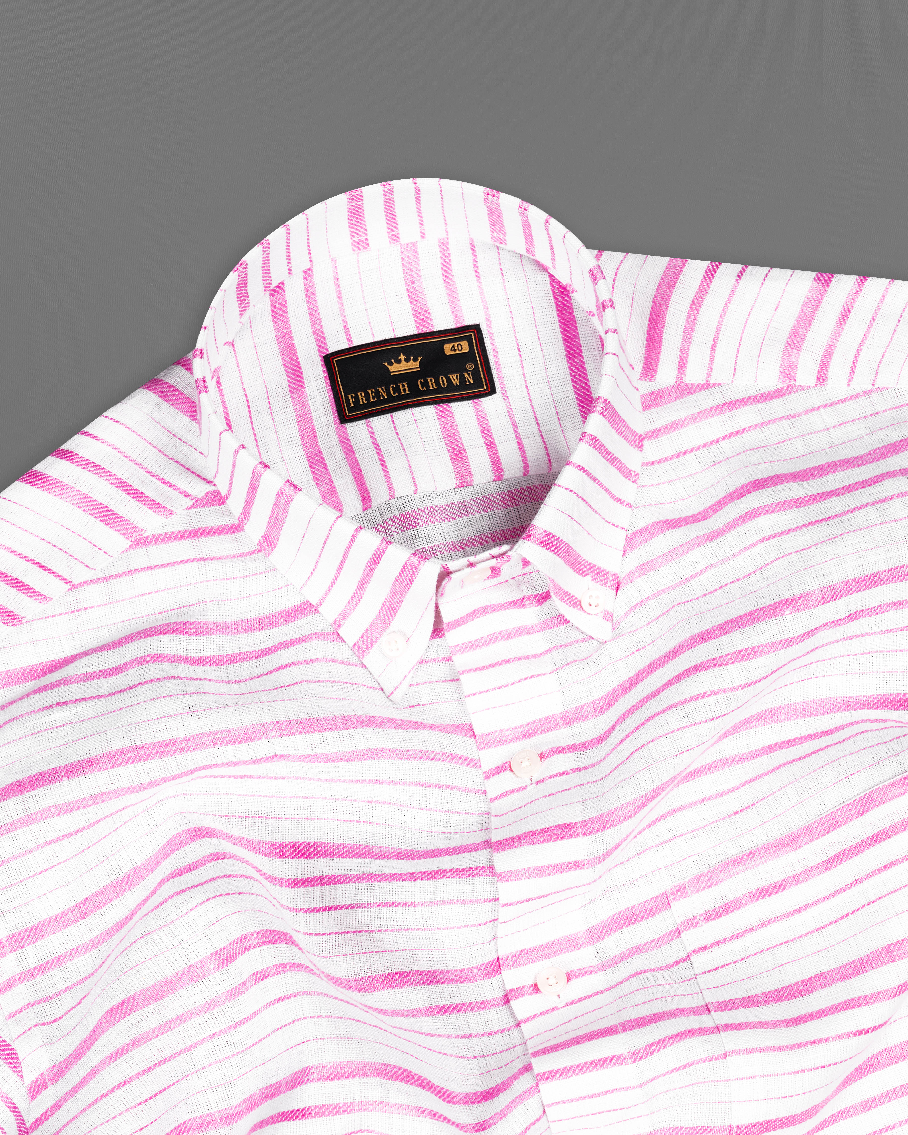 Bright White with Thulian Pink Striped Luxurious Linen Shirt 9218-BD-38,9218-BD-H-38,9218-BD-39,9218-BD-H-39,9218-BD-40,9218-BD-H-40,9218-BD-42,9218-BD-H-42,9218-BD-44,9218-BD-H-44,9218-BD-46,9218-BD-H-46,9218-BD-48,9218-BD-H-48,9218-BD-50,9218-BD-H-50,9218-BD-52,9218-BD-H-52