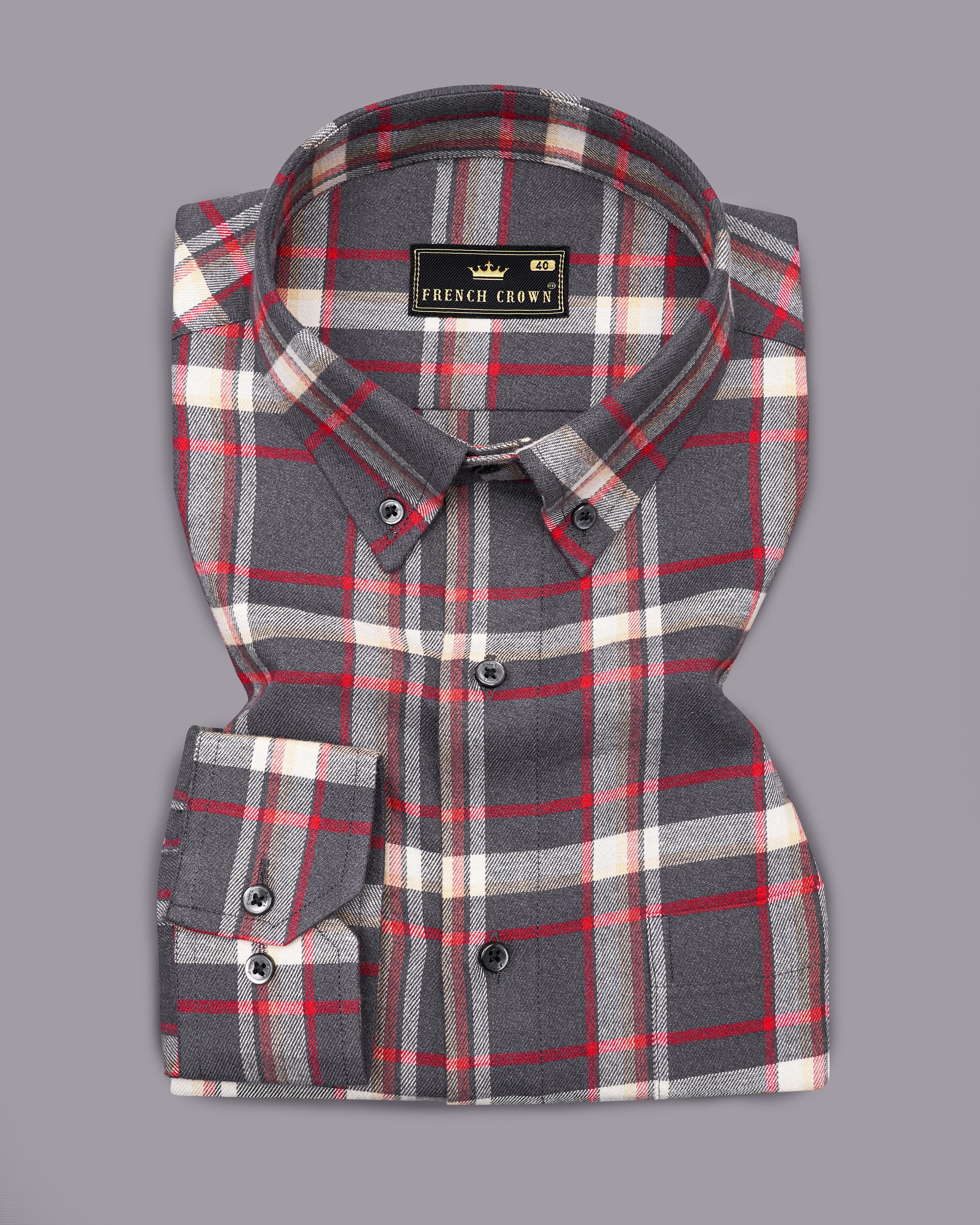 Ironside Gray with off White and Shiraz Red Plaid Flannel Shirt 9226-BD-BLK-38,9226-BD-BLK-H-38,9226-BD-BLK-39,9226-BD-BLK-H-39,9226-BD-BLK-40,9226-BD-BLK-H-40,9226-BD-BLK-42,9226-BD-BLK-H-42,9226-BD-BLK-44,9226-BD-BLK-H-44,9226-BD-BLK-46,9226-BD-BLK-H-46,9226-BD-BLK-48,9226-BD-BLK-H-48,9226-BD-BLK-50,9226-BD-BLK-H-50,9226-BD-BLK-52,9226-BD-BLK-H-52