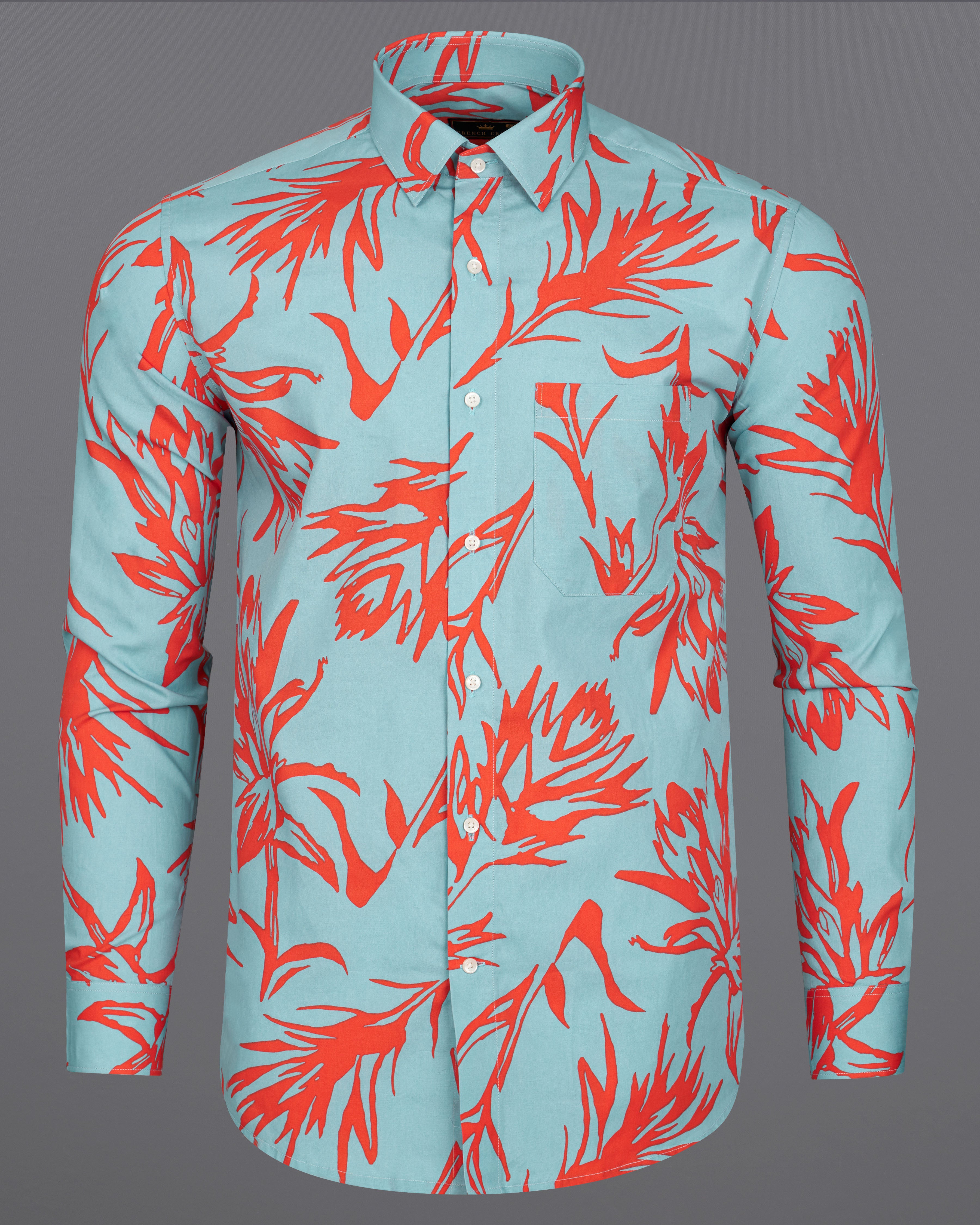 Opal Light Blue with Faded Red Printed Premium Cotton Shirt 9259-38,9259-H-38,9259-39,9259-H-39,9259-40,9259-H-40,9259-42,9259-H-42,9259-44,9259-H-44,9259-46,9259-H-46,9259-48,9259-H-48,9259-50,9259-H-50,9259-52,9259-H-52