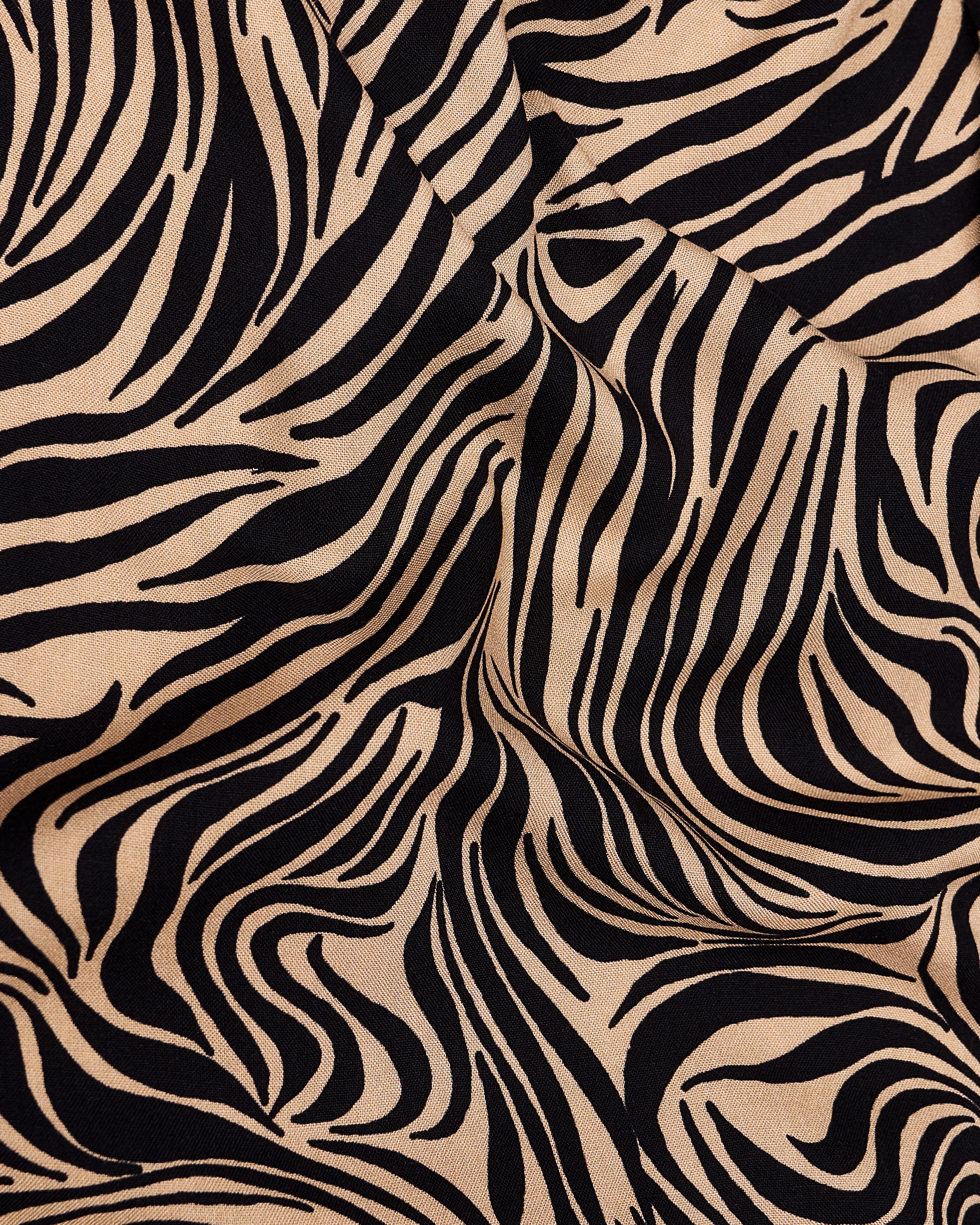 Mandys Brown with Black Zebra Stripes Printed Premium Tencel Shirt 9260-38,9260-H-38,9260-39,9260-H-39,9260-40,9260-H-40,9260-42,9260-H-42,9260-44,9260-H-44,9260-46,9260-H-46,9260-48,9260-H-48,9260-50,9260-H-50,9260-52,9260-H-52