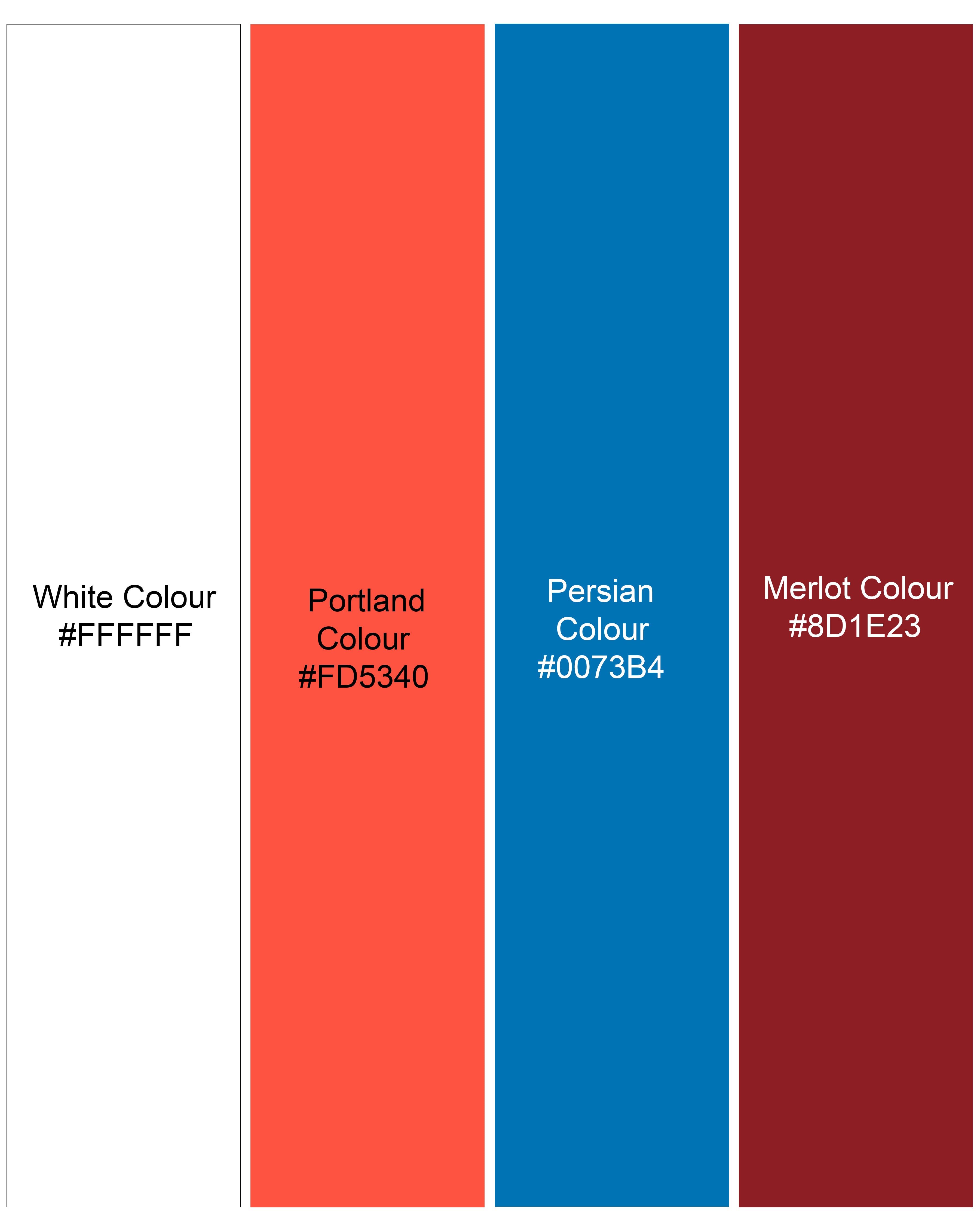 Bright White with Portland Orange Hexagonal Printed Super Soft Premium Cotton Half Sleeves Shirt 9310-CC-SS-H-38, 9310-CC-SS-H-39, 9310-CC-SS-H-40, 9310-CC-SS-H-42, 9310-CC-SS-H-44, 9310-CC-SS-H-46, 9310-CC-SS-H-48, 9310-CC-SS-H-50,  9310-CC-SS-H-52