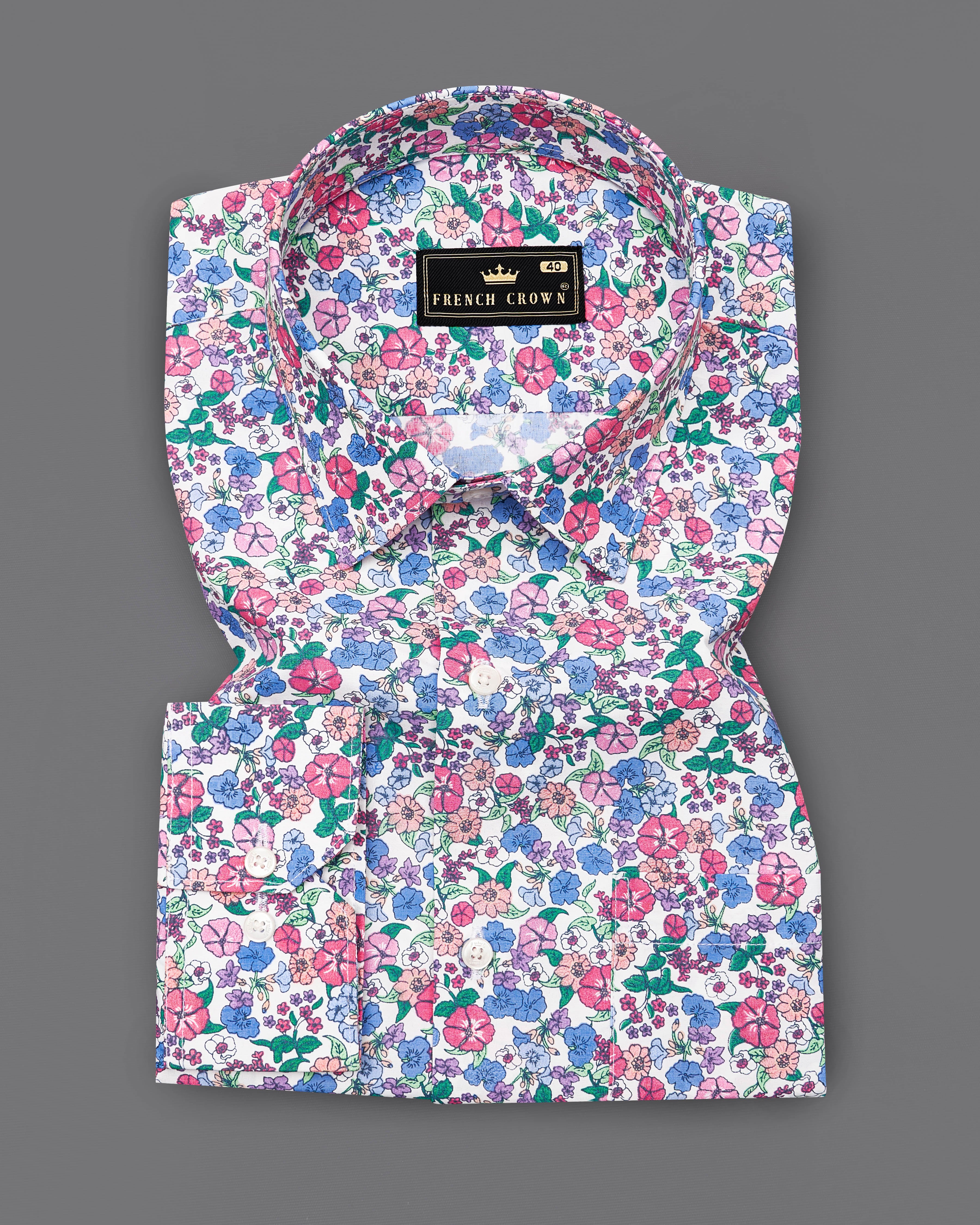 Glaucous Blue and White Multicolour Ditsy Printed Premium Cotton Shirt 9322-38, 9322-H-38, 9322-39, 9322-H-39, 9322-40, 9322-H-40, 9322-42, 9322-H-42, 9322-44, 9322-H-44, 9322-46, 9322-H-46, 9322-48, 9322-H-48, 9322-50, 9322-H-50, 9322-52, 9322-H-52