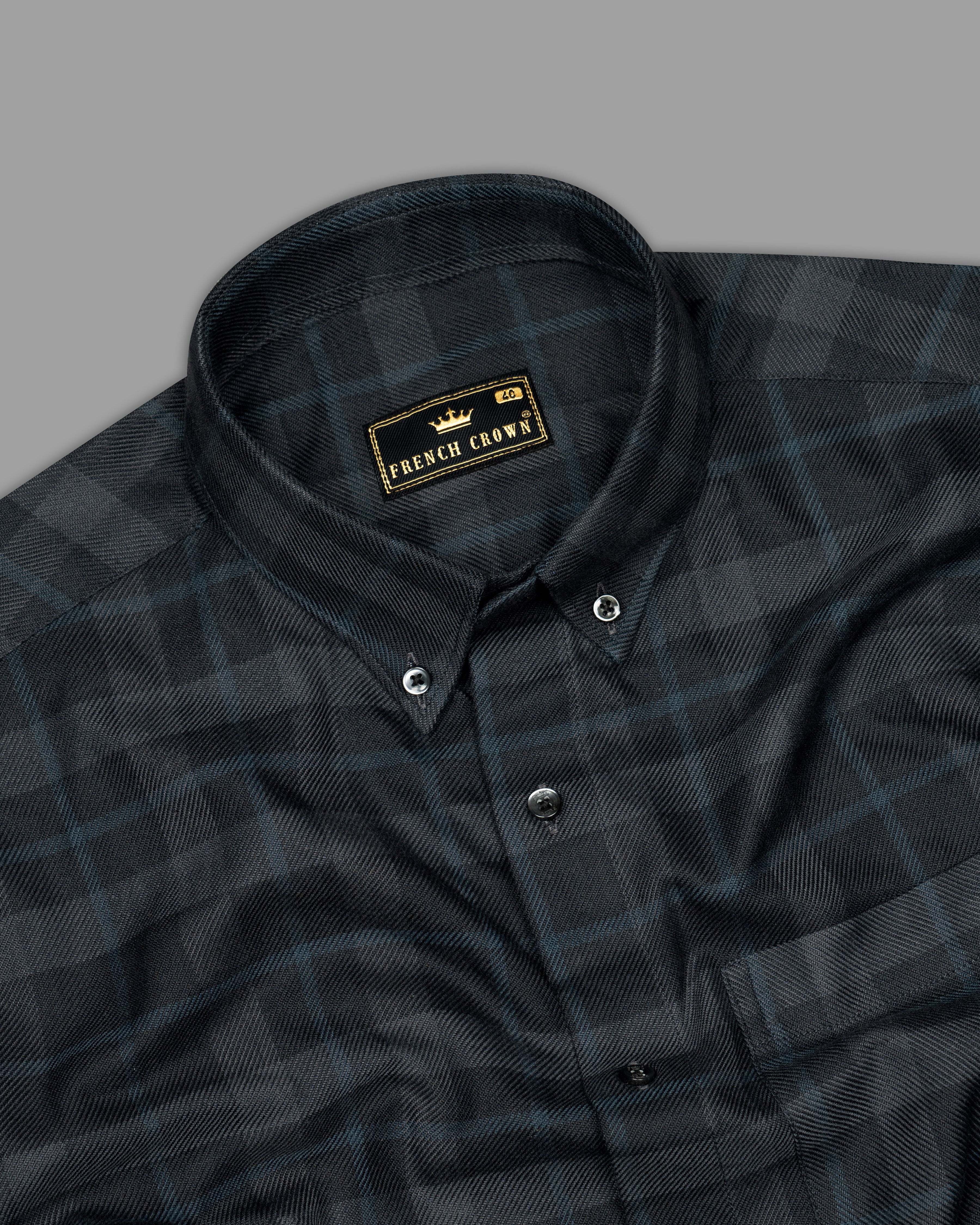 Cinder Black with Gravel Gray Twill Plaid Premium Cotton Shirt