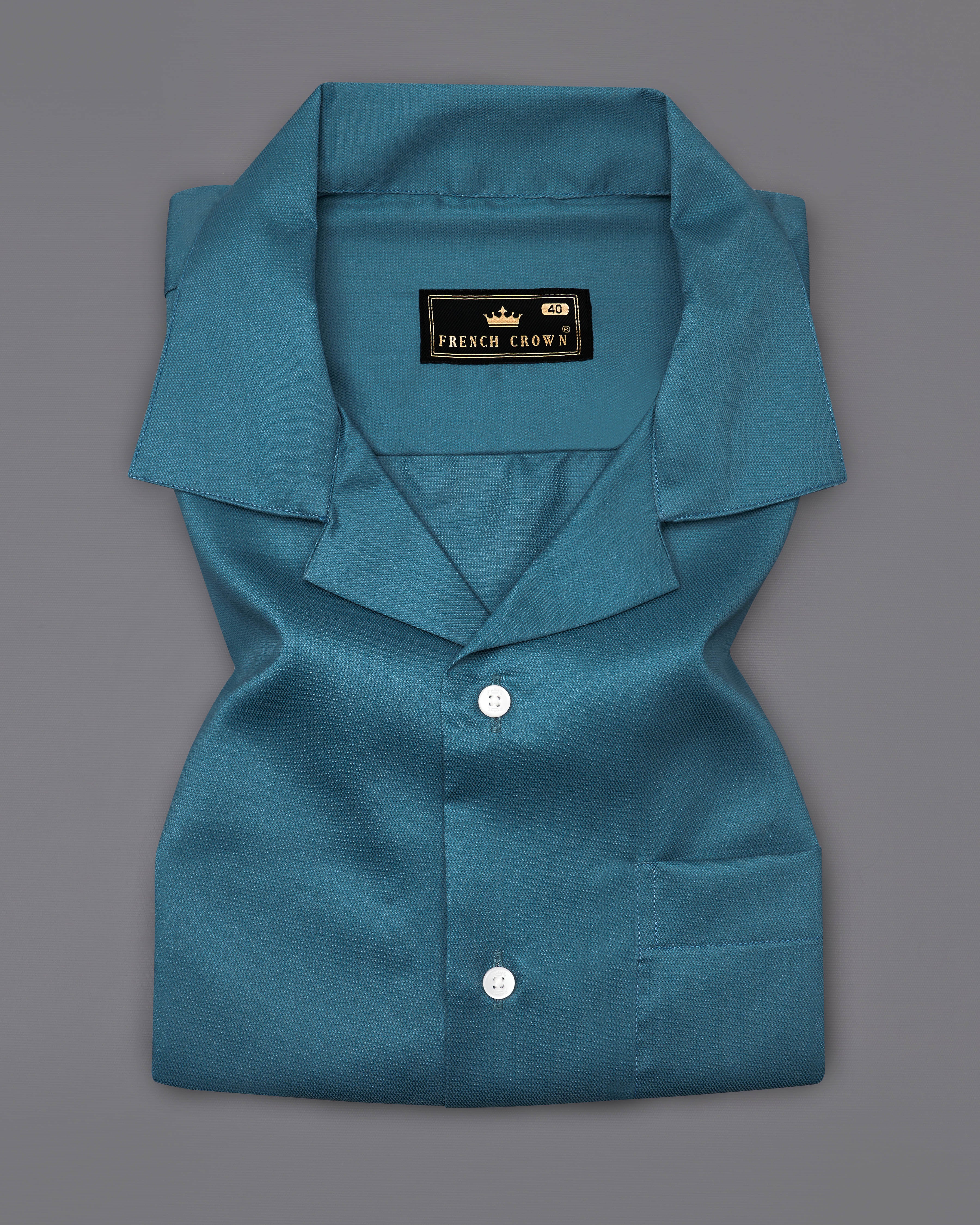 Bismark Blue Dobby Textured Premium Giza Cotton Shirt