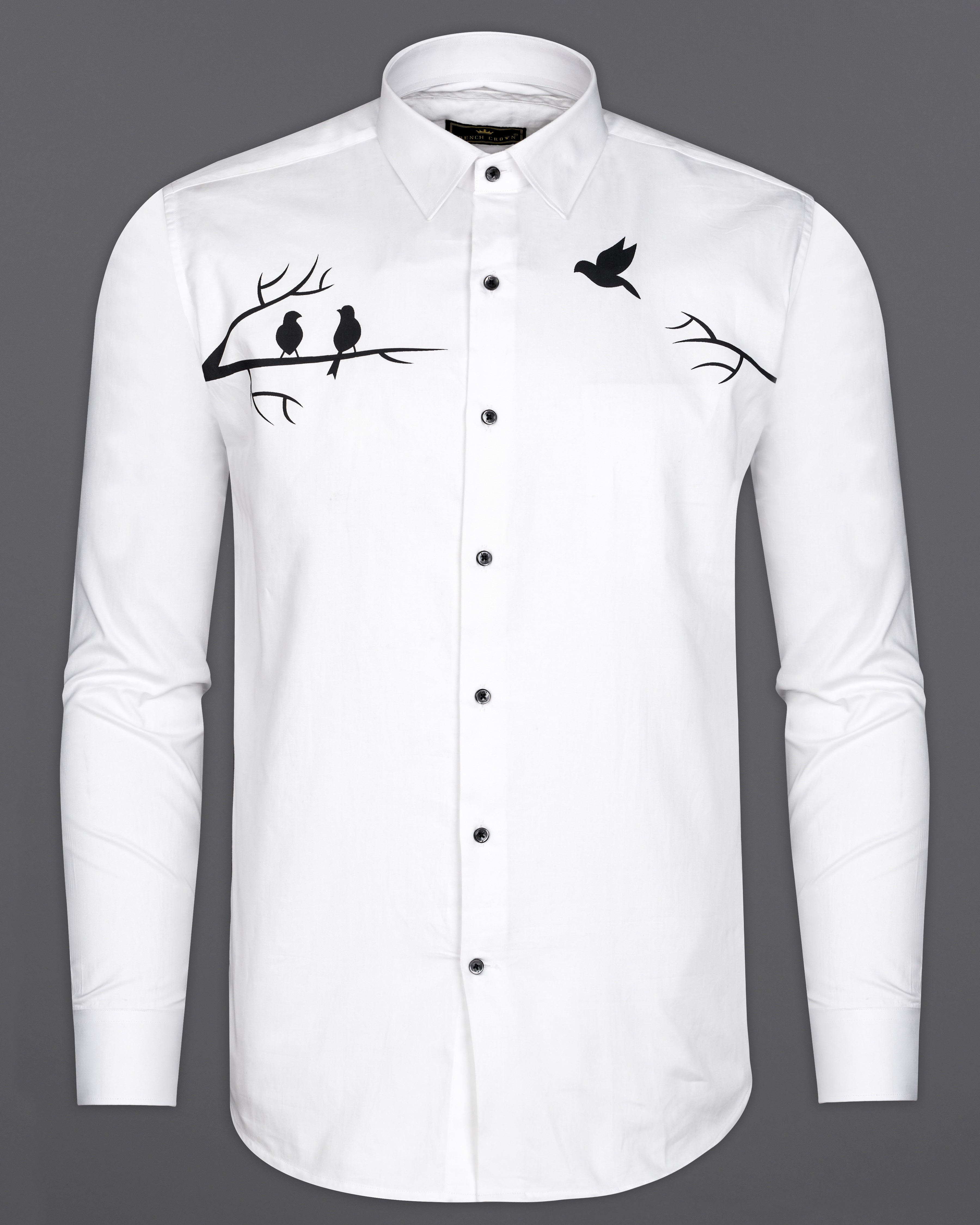 Bright White Birds Digital Printed Super Soft Premium Cotton Shirt 9377-BLK-38, 9377-BLK-H-38, 9377-BLK-39, 9377-BLK-H-39, 9377-BLK-40, 9377-BLK-H-40, 9377-BLK-42, 9377-BLK-H-42, 9377-BLK-44, 9377-BLK-H-44, 9377-BLK-46, 9377-BLK-H-46, 9377-BLK-48, 9377-BLK-H-48, 9377-BLK-50, 9377-BLK-H-50, 9377-BLK-52, 9377-BLK-H-52