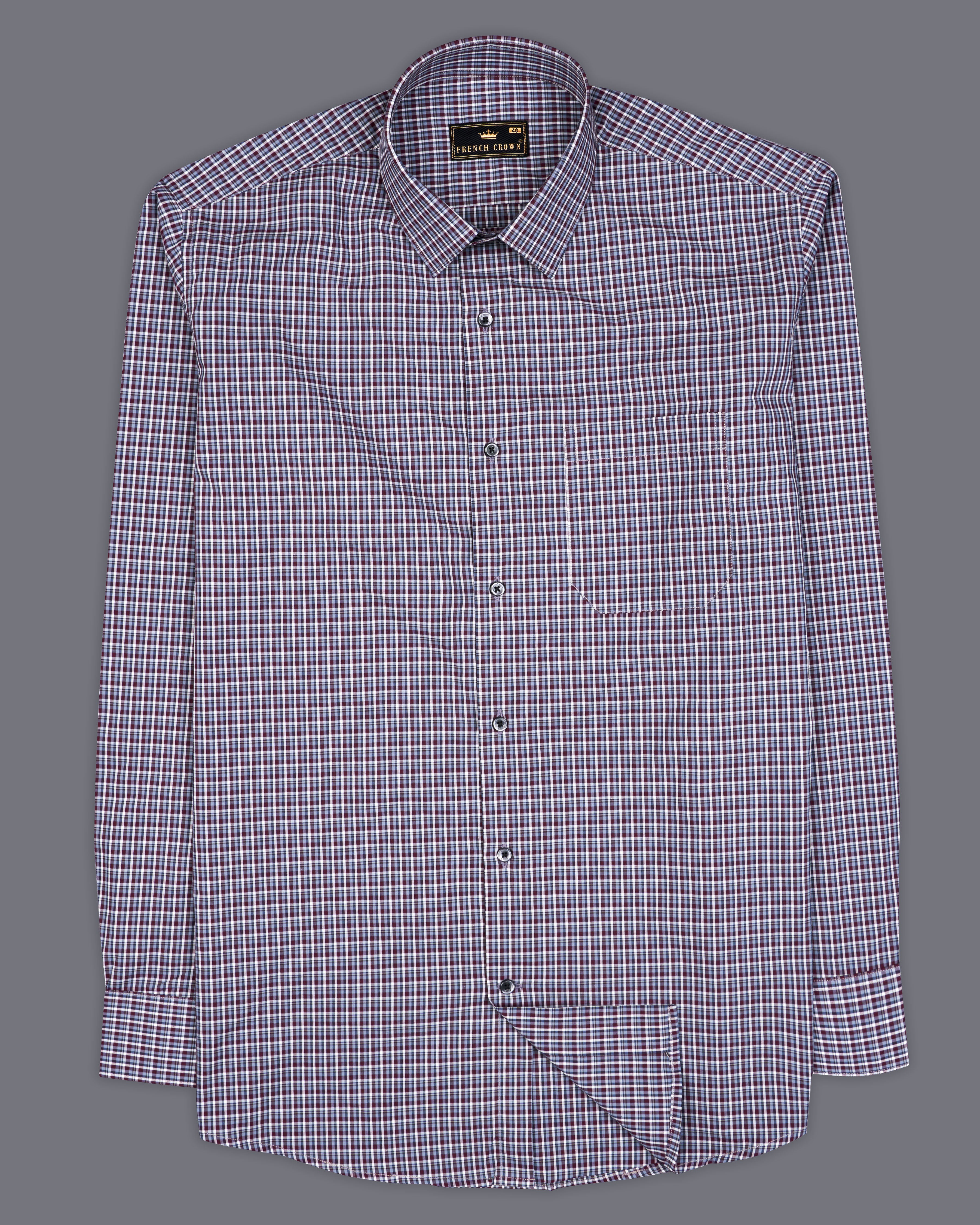 Castro Maroon with Thunder Blue and White Checkered Premium Cotton Shirt 9379-BLK-38, 9379-BLK-H-38, 9379-BLK-39, 9379-BLK-H-39, 9379-BLK-40, 9379-BLK-H-40, 9379-BLK-42, 9379-BLK-H-42, 9379-BLK-44, 9379-BLK-H-44, 9379-BLK-46, 9379-BLK-H-46, 9379-BLK-48, 9379-BLK-H-48, 9379-BLK-50, 9379-BLK-H-50, 9379-BLK-52, 9379-BLK-H-52