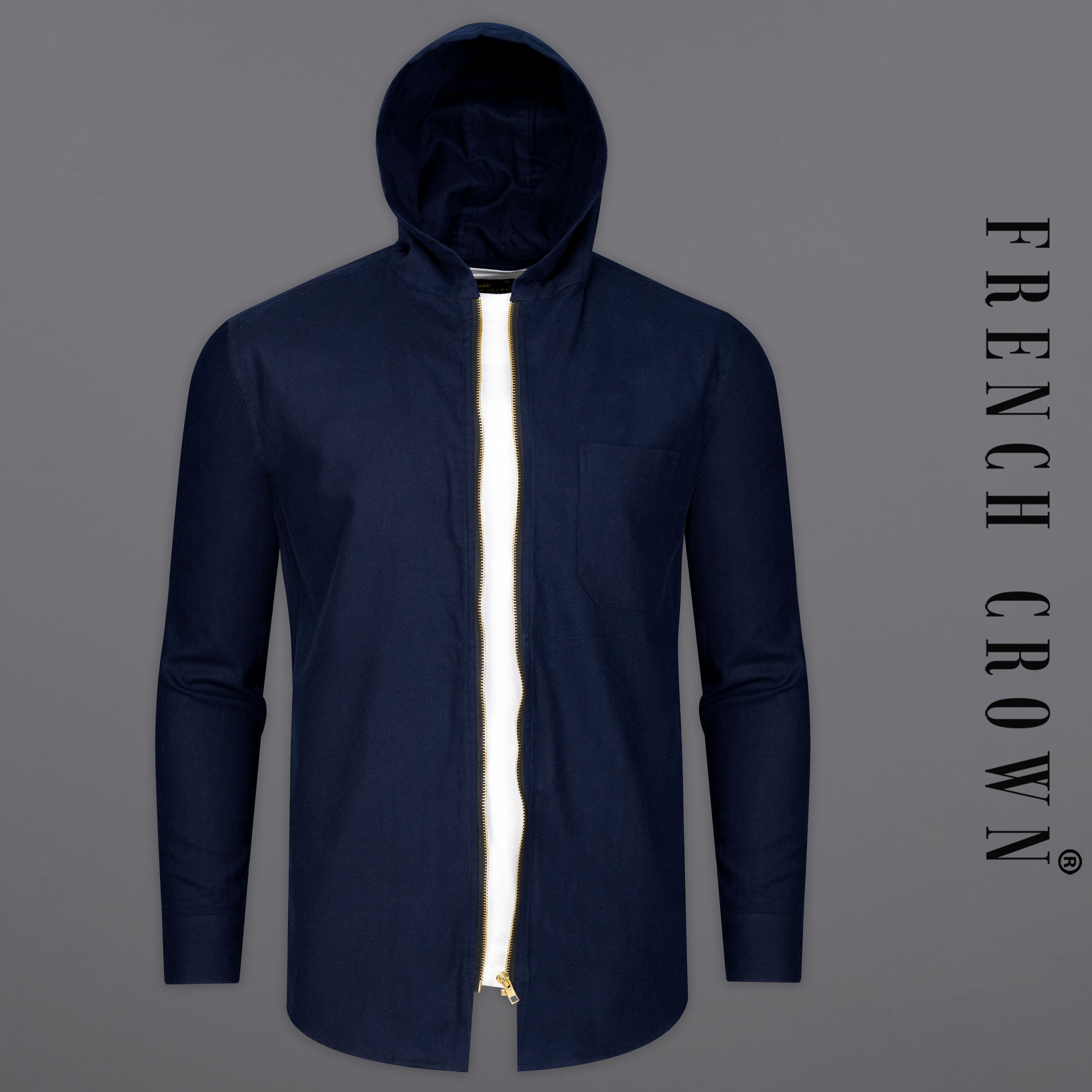 Mirage Navy Blue Casual Plain-Solid Premium Cotton Shirt For Men