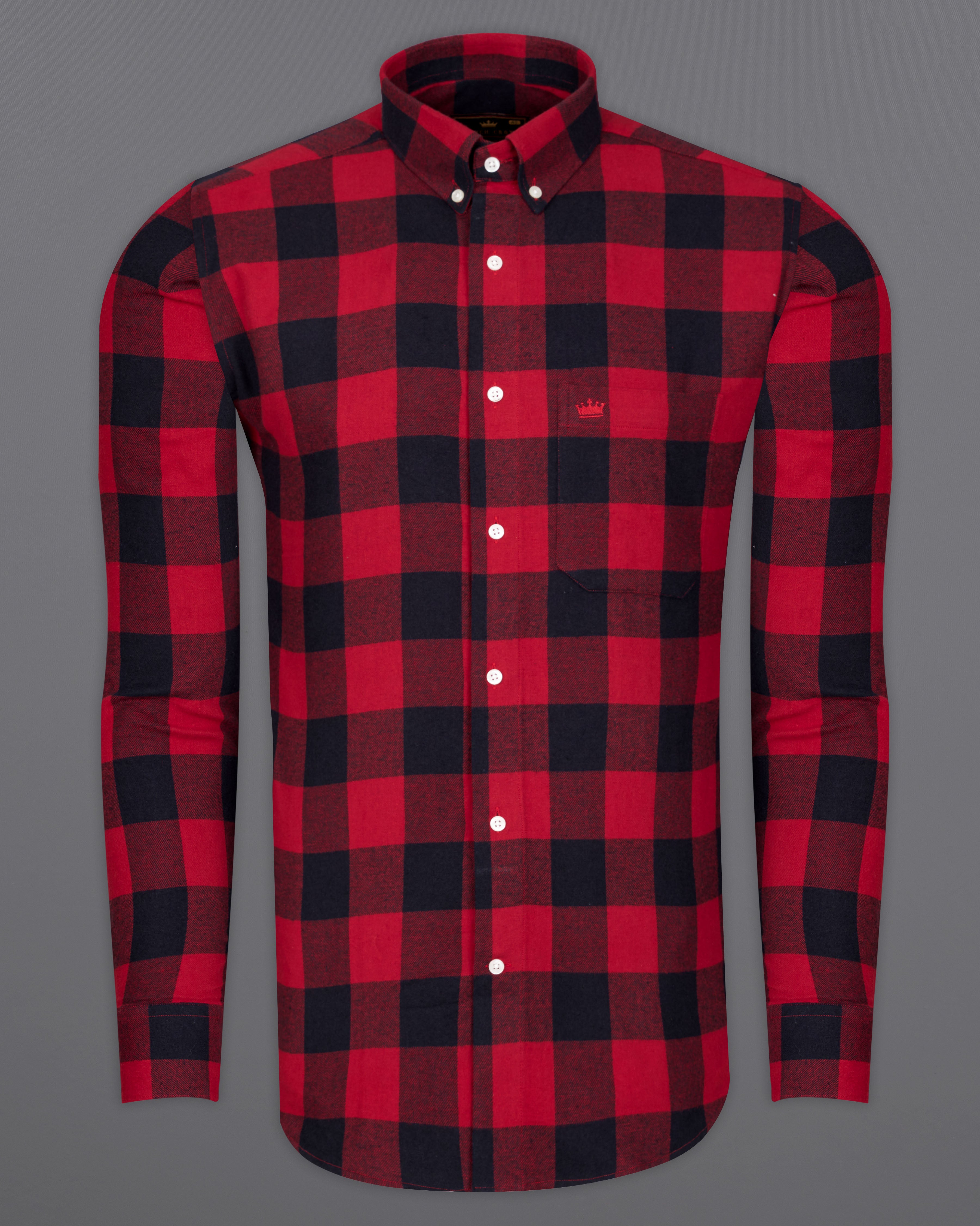 Carmine Red and Black Checked Flannel Overshirt/Shacket 9458-BD-OS-38, 9458-BD-OS-H-38, 9458-BD-OS-39, 9458-BD-OS-H-39, 9458-BD-OS-40, 9458-BD-OS-H-40, 9458-BD-OS-42, 9458-BD-OS-H-42, 9458-BD-OS-44, 9458-BD-OS-H-44, 9458-BD-OS-46, 9458-BD-OS-H-46, 9458-BD-OS-48, 9458-BD-OS-H-48, 9458-BD-OS-50, 9458-BD-OS-H-50, 9458-BD-OS-52, 9458-BD-OS-H-52
