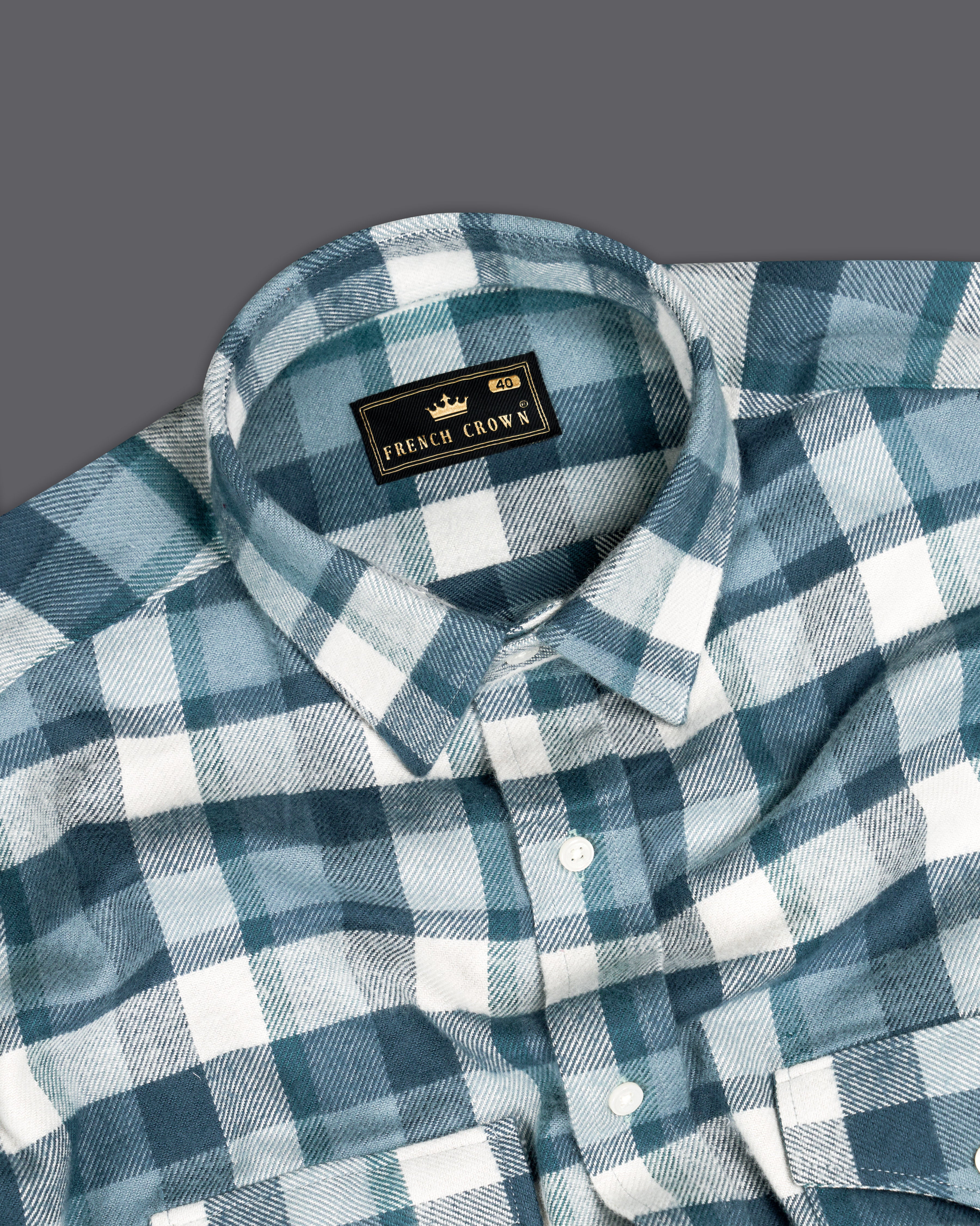 Glacier Blue with White Plaid Flannel Overshirt With Brown Elbow Patch Work 9459-OS-FP-P131-38, 9459-OS-FP-P131-H-38, 9459-OS-FP-P131-39, 9459-OS-FP-P131-H-39, 9459-OS-FP-P131-40, 9459-OS-FP-P131-H-40, 9459-OS-FP-P131-42, 9459-OS-FP-P131-H-42, 9459-OS-FP-P131-44, 9459-OS-FP-P131-H-44, 9459-OS-FP-P131-46, 9459-OS-FP-P131-H-46, 9459-OS-FP-P131-48, 9459-OS-FP-P131-H-48, 9459-OS-FP-P131-50, 9459-OS-FP-P131-H-50, 9459-OS-FP-P131-52, 9459-OS-FP-P131-H-52