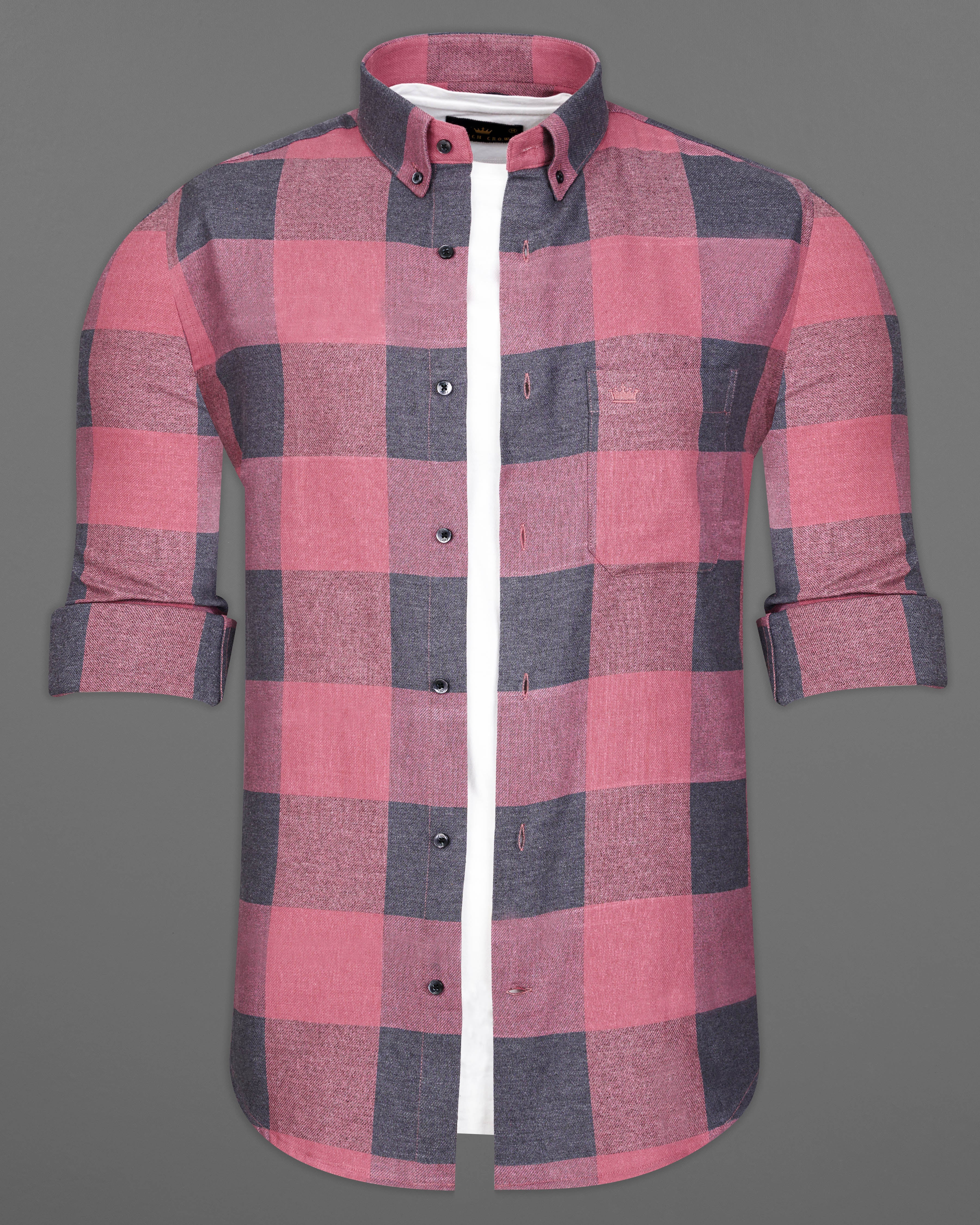 Turkish Pink with Gravel Gray Twill Checked Premium Cotton Overshirt 9463-BD-BLK-OS-38, 9463-BD-BLK-OS-H-38, 9463-BD-BLK-OS-39, 9463-BD-BLK-OS-H-39, 9463-BD-BLK-OS-40, 9463-BD-BLK-OS-H-40, 9463-BD-BLK-OS-42, 9463-BD-BLK-OS-H-42, 9463-BD-BLK-OS-44, 9463-BD-BLK-OS-H-44, 9463-BD-BLK-OS-46, 9463-BD-BLK-OS-H-46, 9463-BD-BLK-OS-48, 9463-BD-BLK-OS-H-48, 9463-BD-BLK-OS-50, 9463-BD-BLK-OS-H-50, 9463-BD-BLK-OS-52, 9463-BD-BLK-OS-H-52